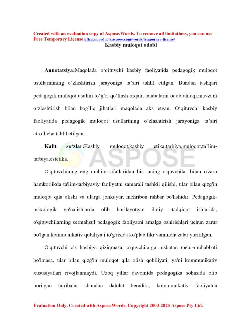 Kasbiy muloqot odobi