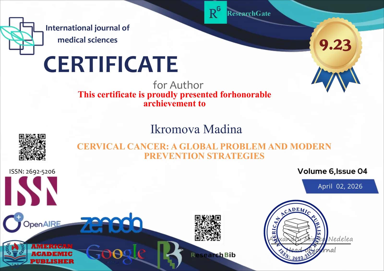 CERVICAL CANCER: A GLOBAL PROBLEM AND MODERN PREVENTION STRATEGIES