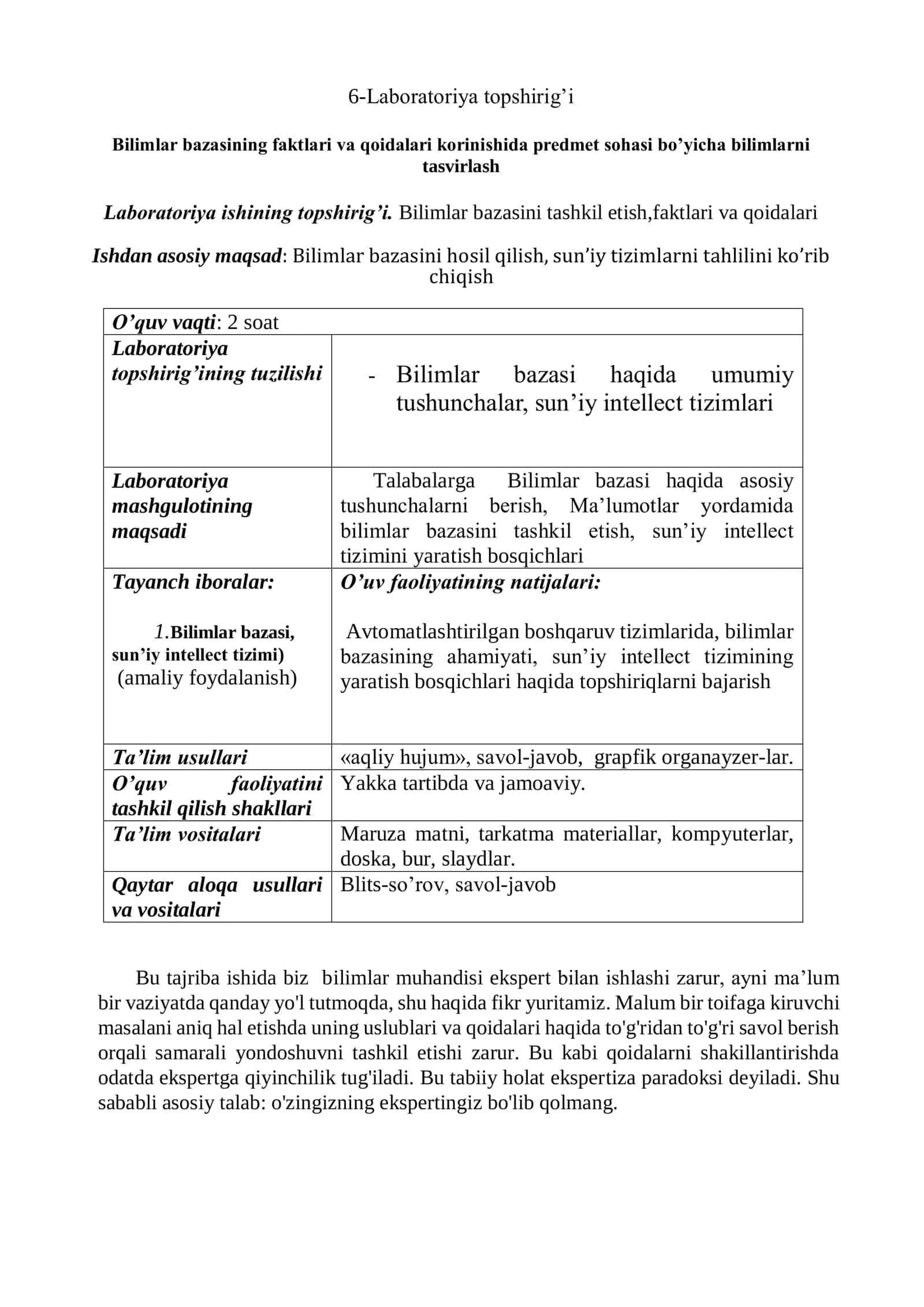 6-Laboratoriya topshirig’i