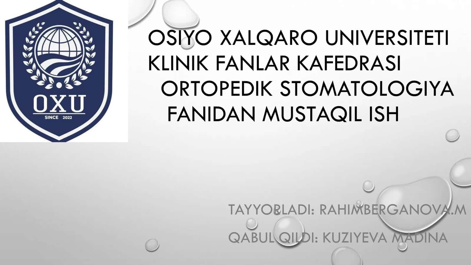 ORTOPEDIYADA STOMATOLOGIYADA BEMORLARNI QÒSHIMCHA TEKSHIRISH USULLARI