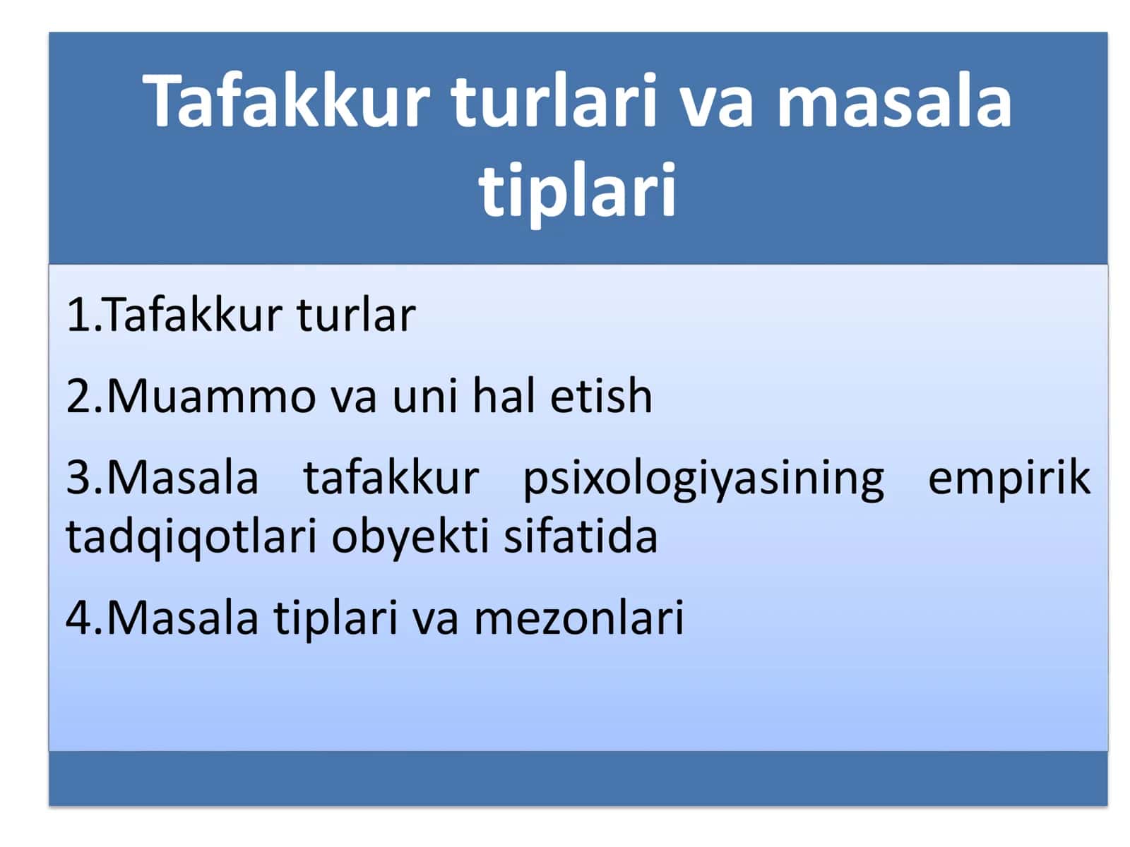 Tafakkur turlari va masala tiplari