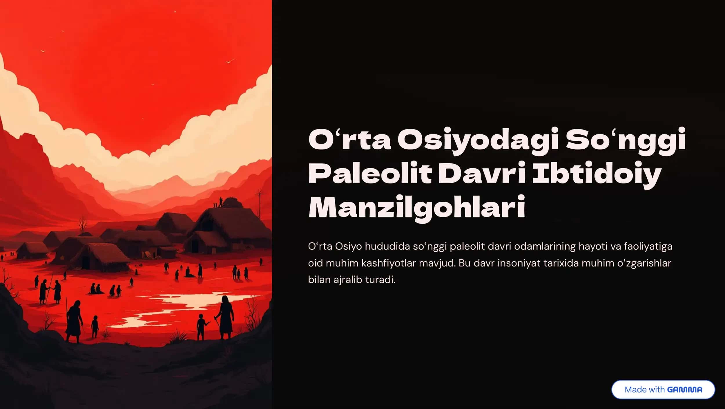 So'nggi Paleolit Davri Ibtidoiy Manzilgohlari