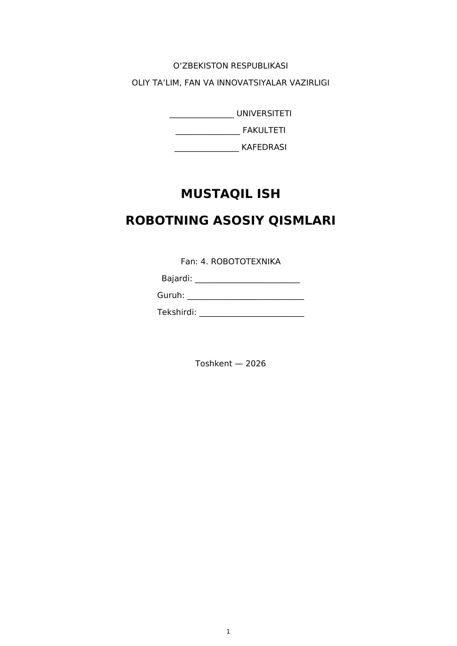 Robotning asosiy qismlari