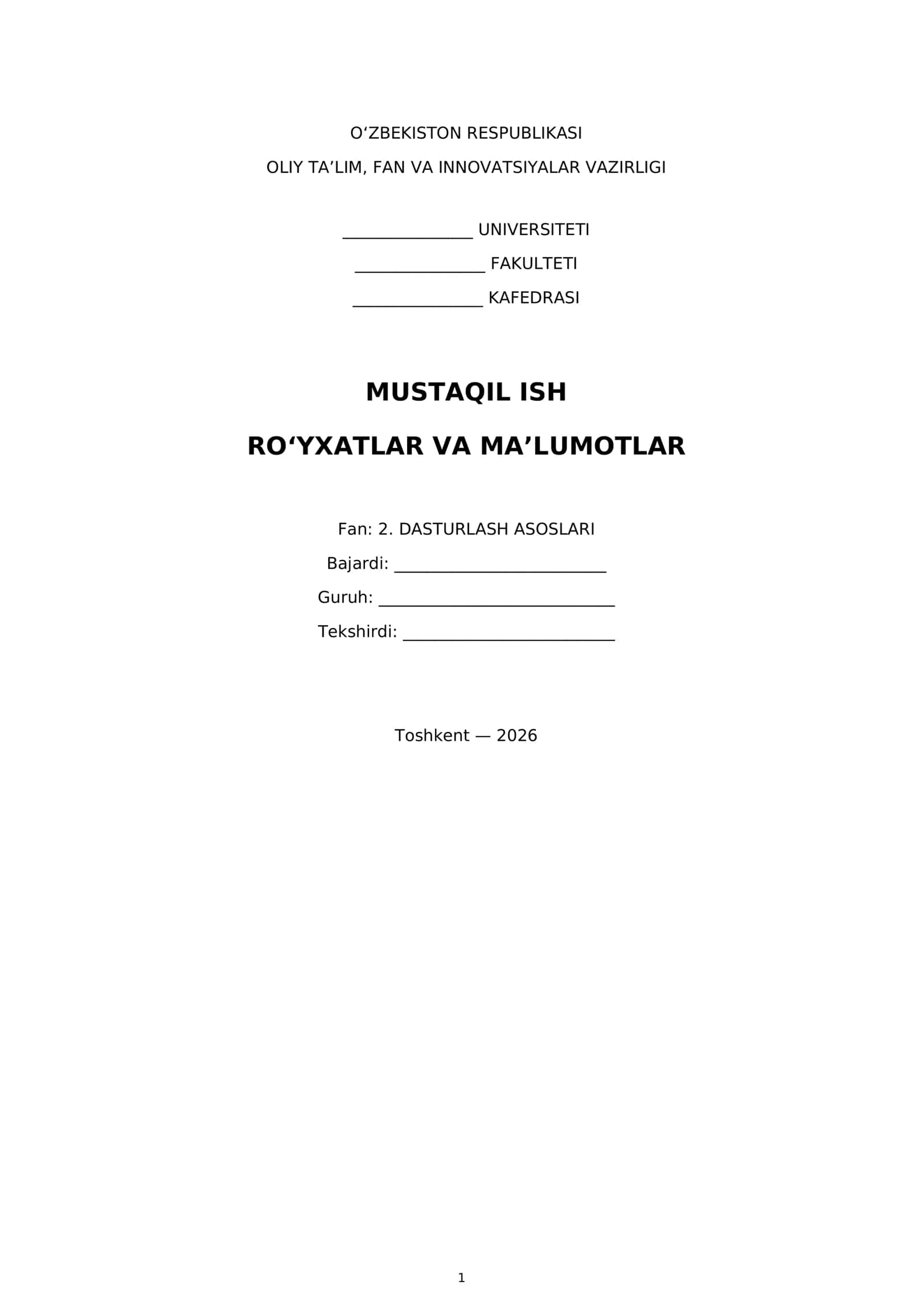 Ro‘yxatlar va ma’lumotlar