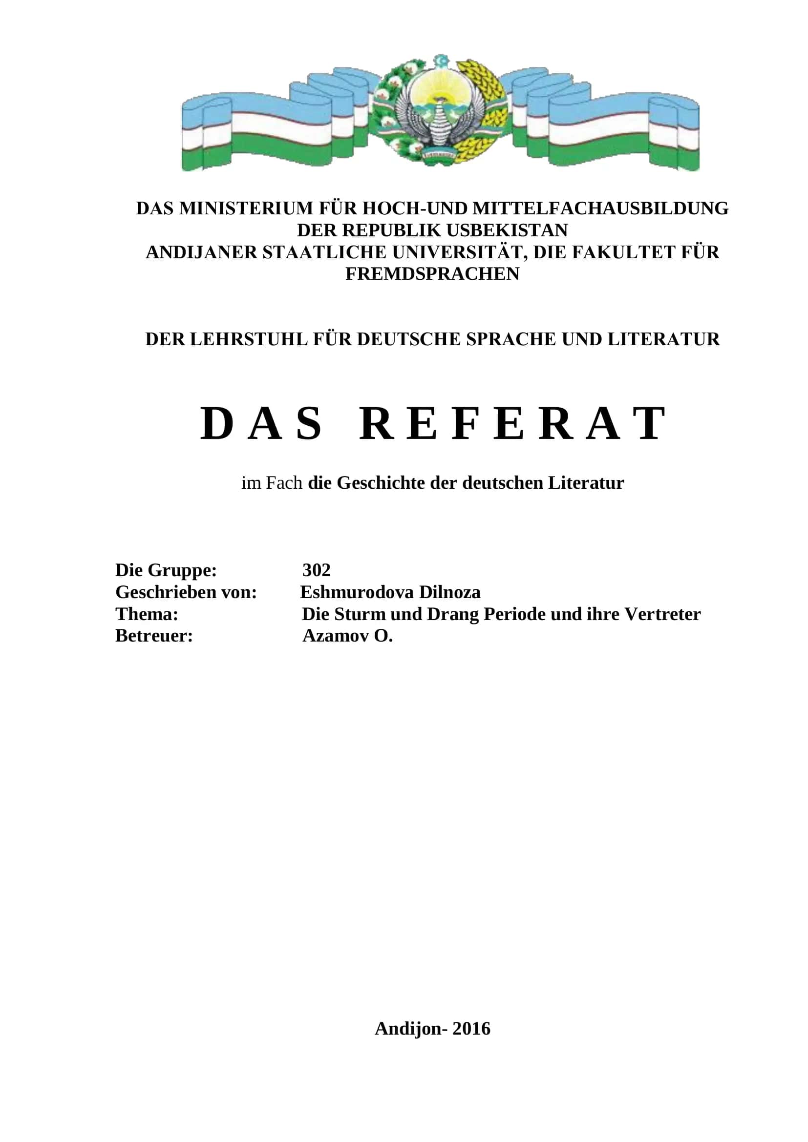 Die Sturm und Drang Periode und ihre Vertreter