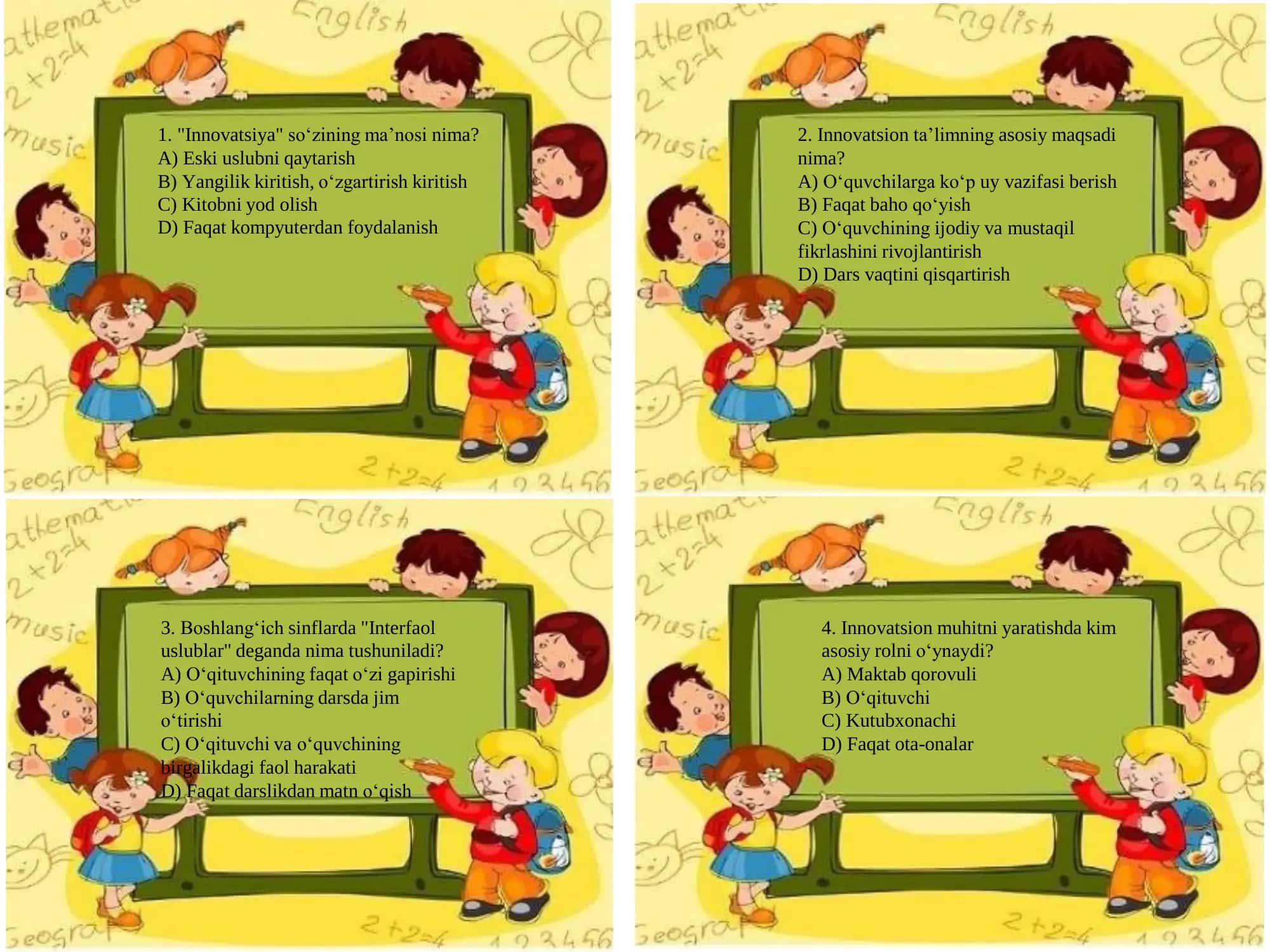 Tarqatma testlar uchun