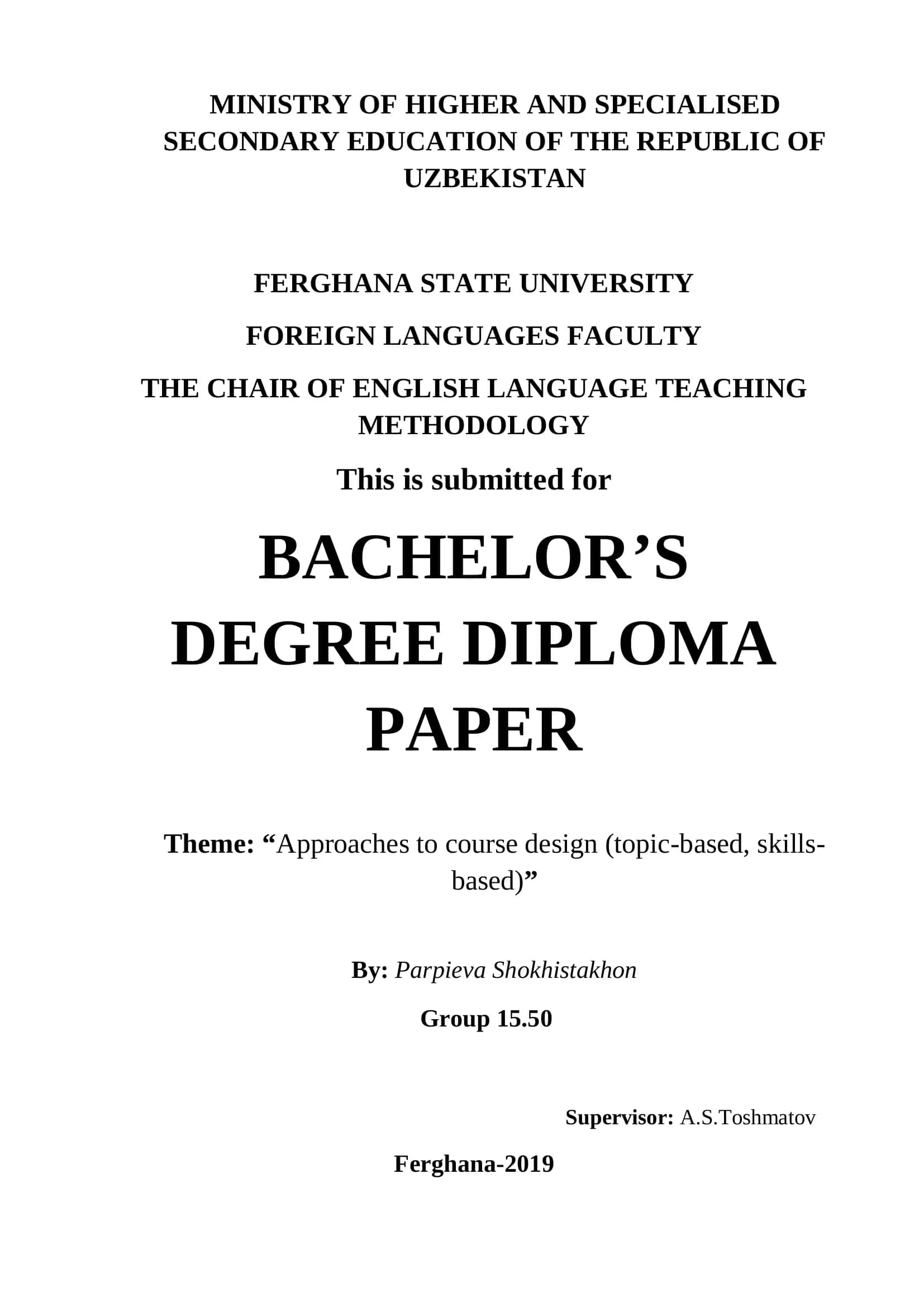 Course design approaches at Ferghana State University