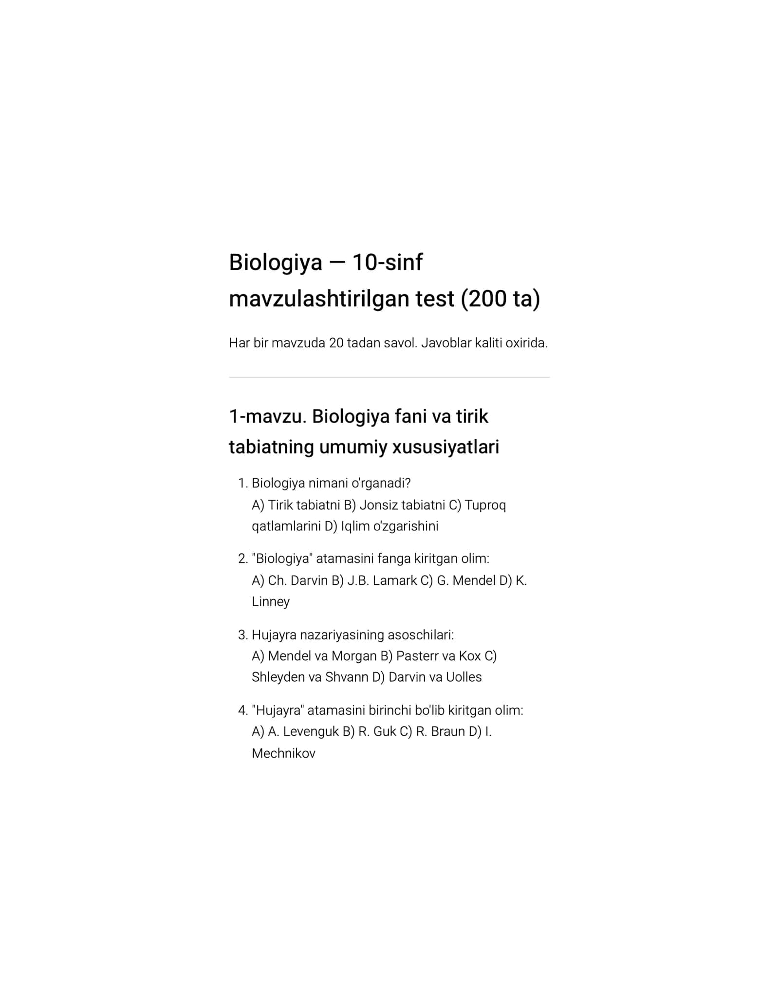 Biologiya — 10-sinf