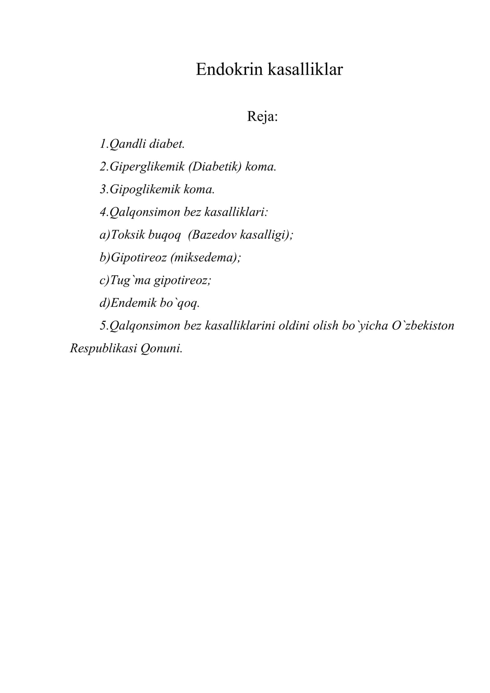 Еndokrin kasalliklar
