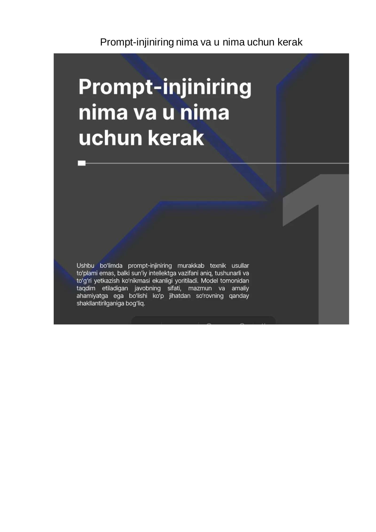 Prompt-injiniring nima va u nima uchun kerak