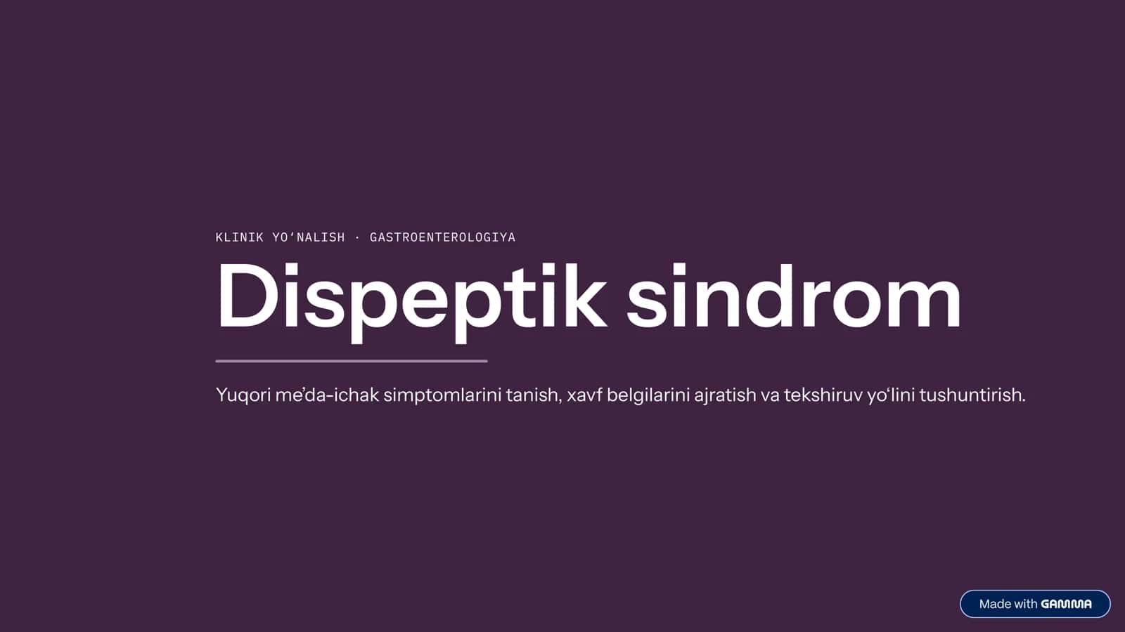 Dispeptik sindrom