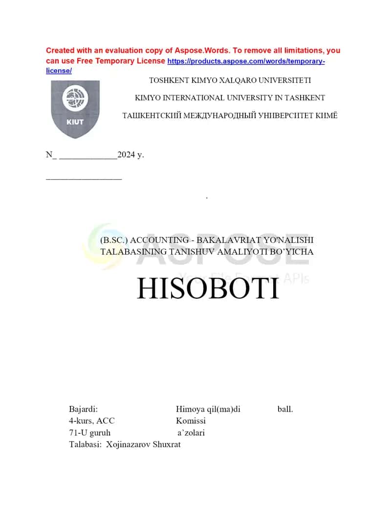 AMALIYOT HISOBOTI. 5 Faoliyat turi Yog‘och, qurilish materiallari va sanitariya-texnik uskunalar ulgurji savdosi