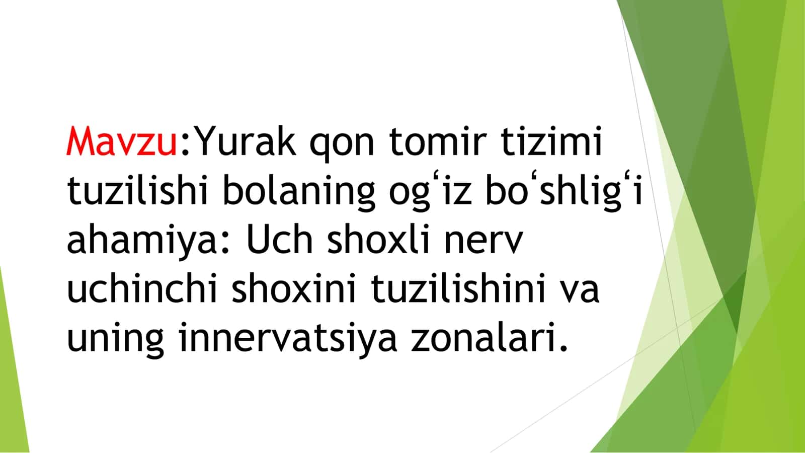 Yurak qon tomir tizimi tuzilishi bolaning ogʻiz boʻshligʻi