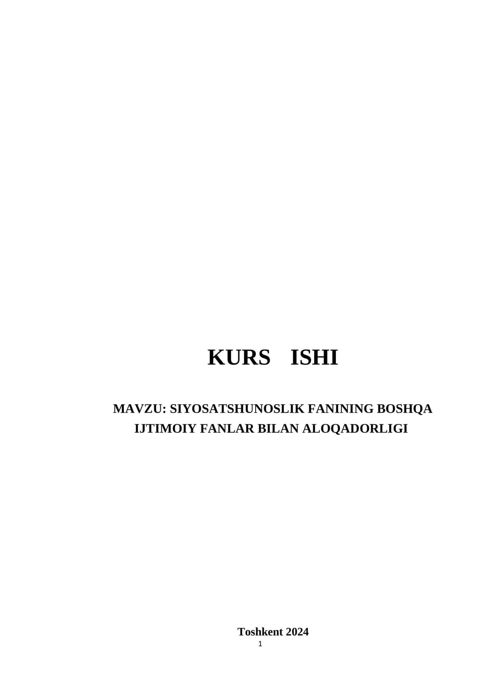 SIYOSATSHUNOSLIK FANINING BOSHQA IJTIMOIY FANLAR BILAN ALOQADORLIGI