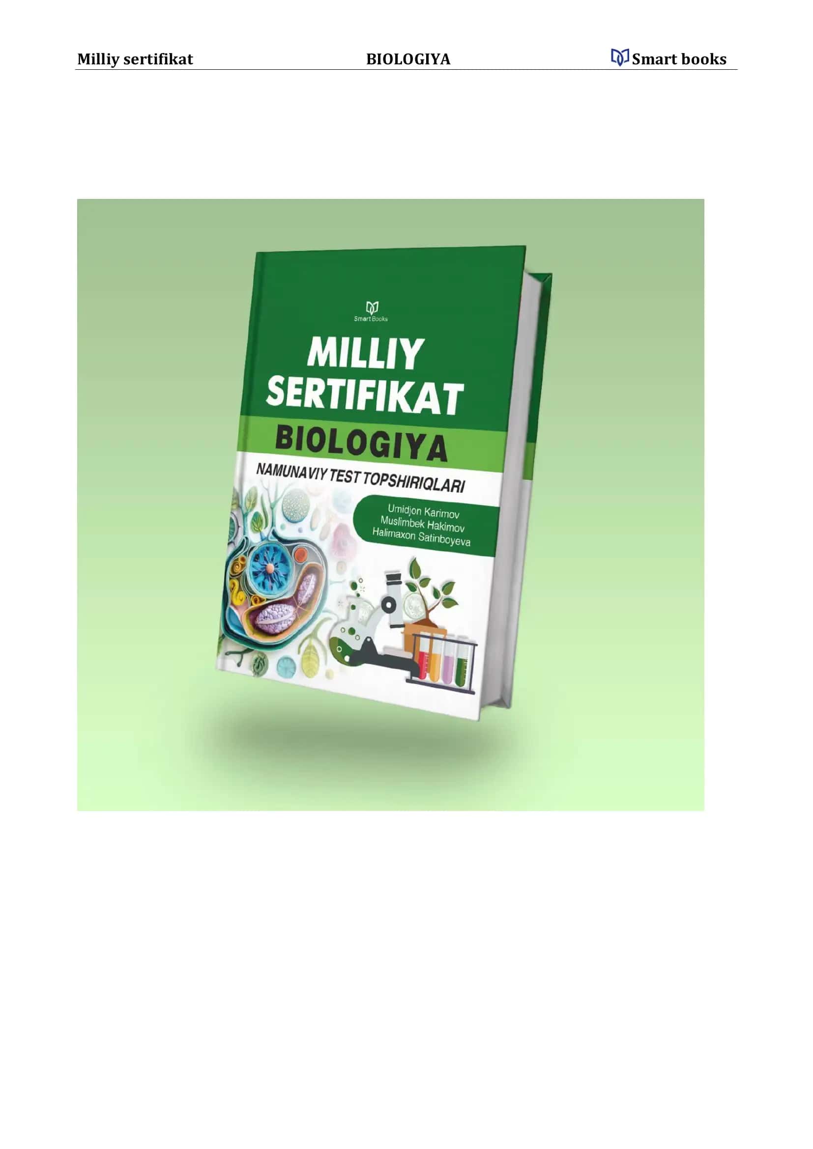 Milliy sertifikat BIOLOGIYA Smart books