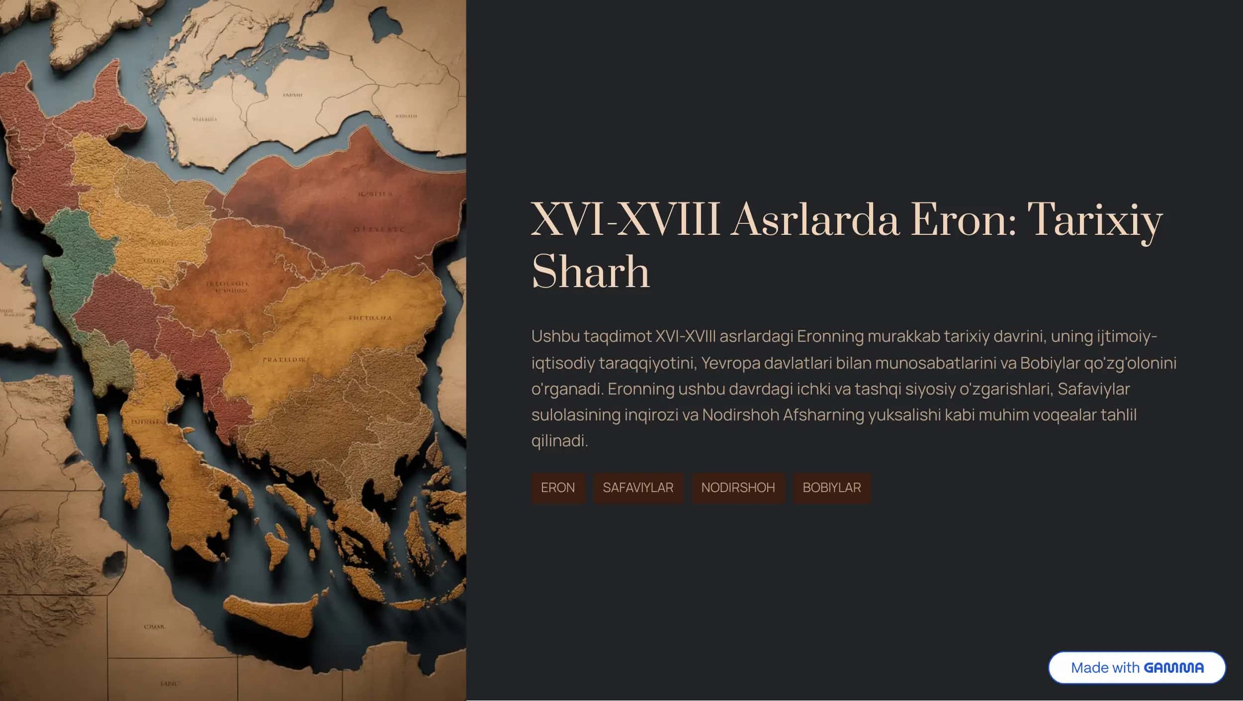 XVI-XVIII Asrlarda Eron: Tarixiy