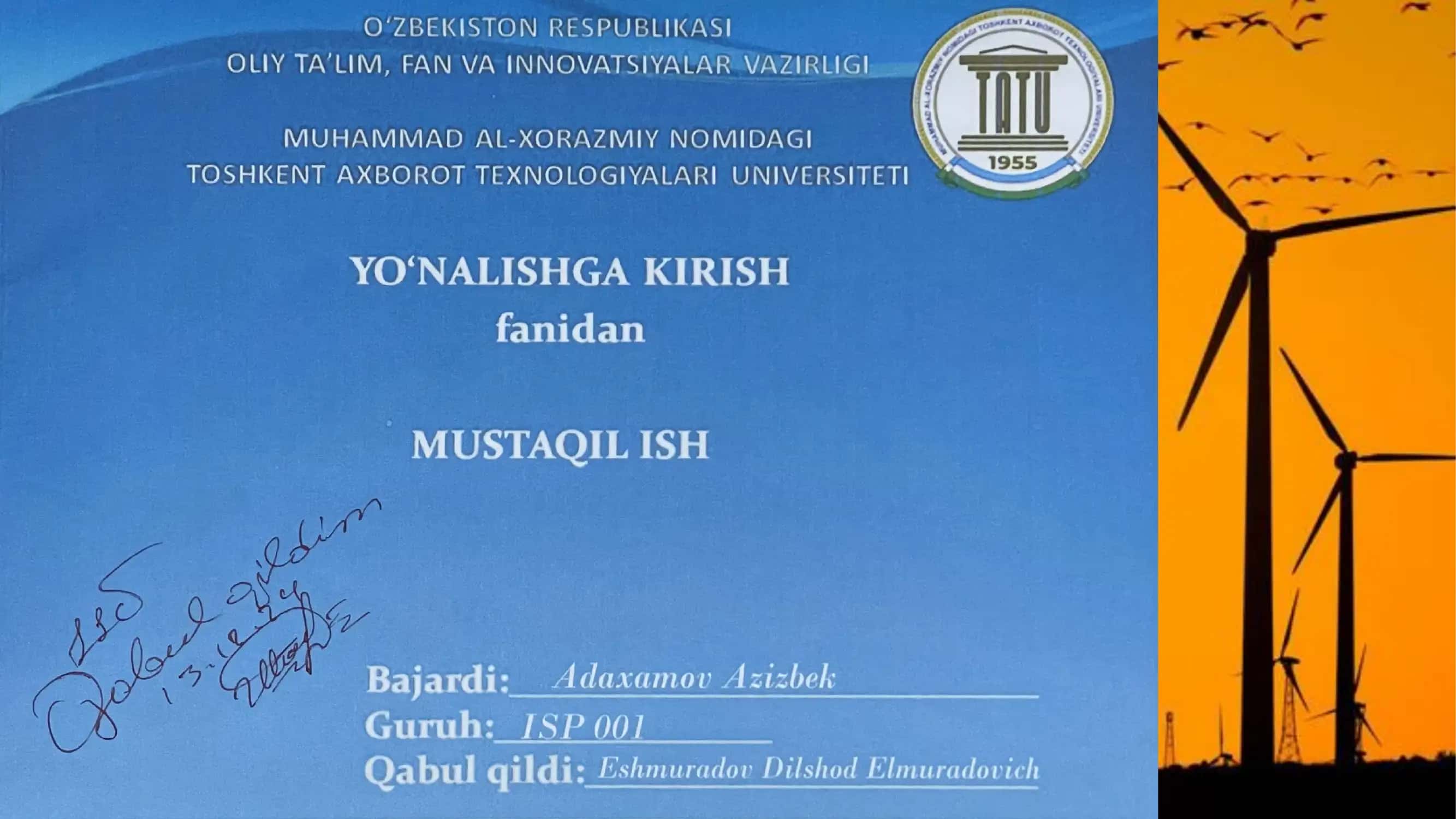 Mustaqil ish SH E S shamol elektr stansiyalar