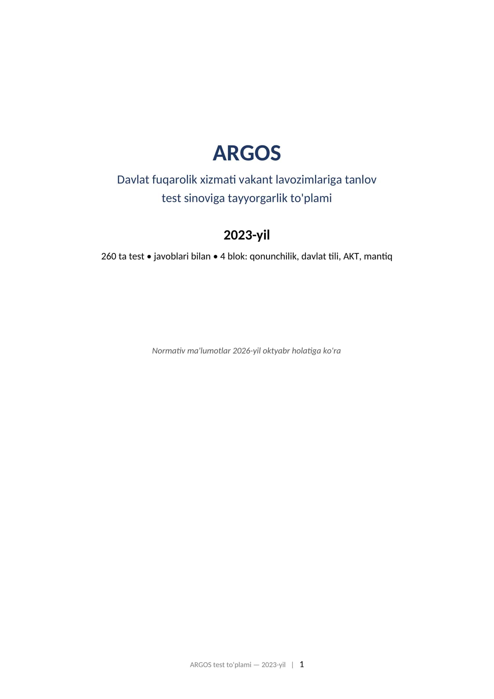 ARGOS test to'plami 2023