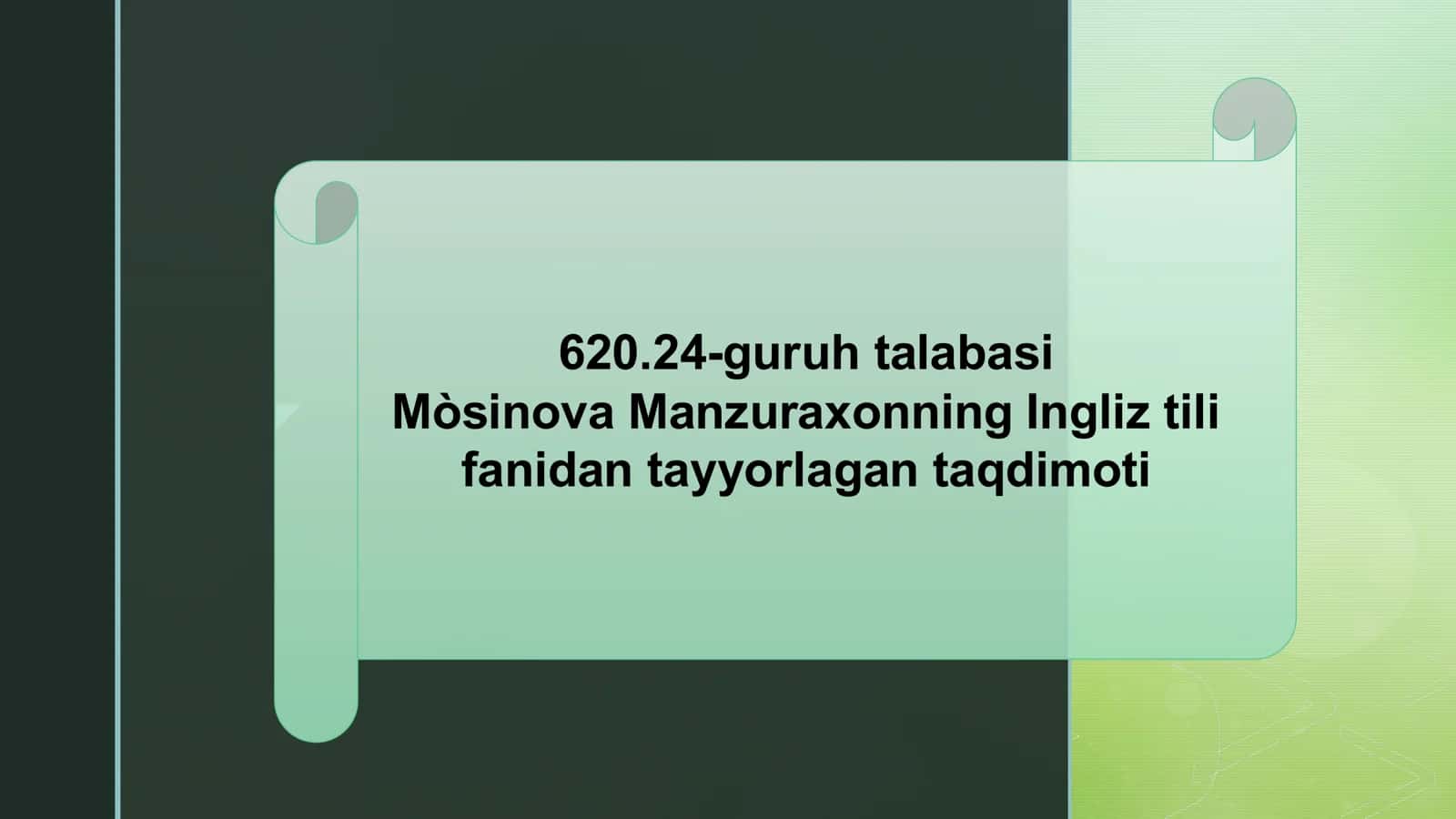 Ingliz tili fanidan tayyorlagan taqdimoti