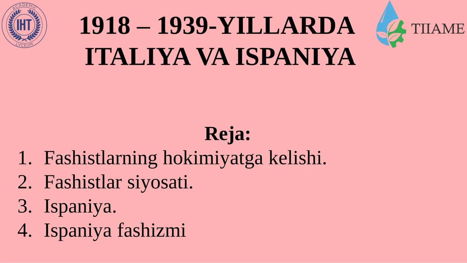 1918 – 1939-YILLARDA ITALIYA VA ISPANIYA