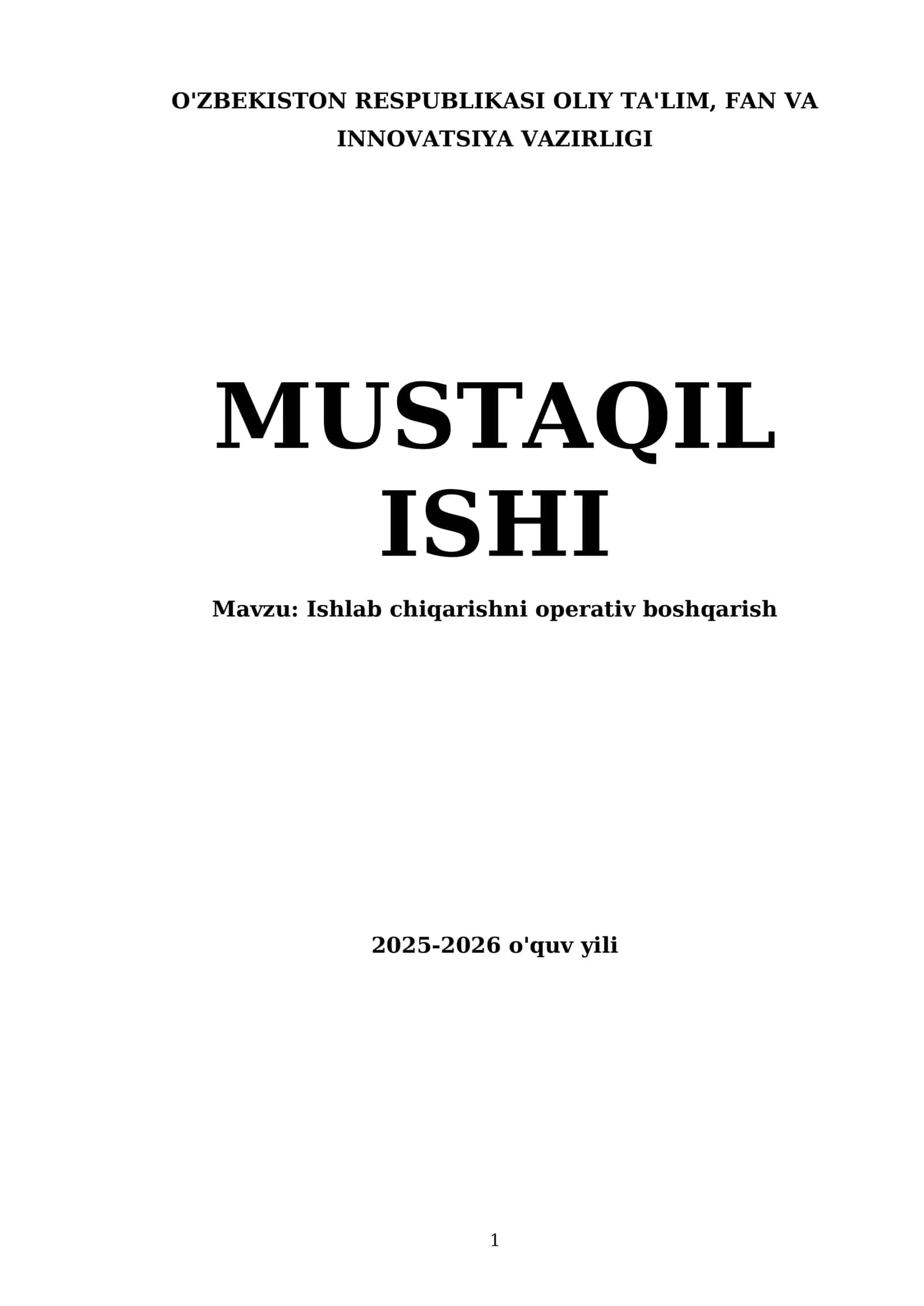 Ishlab chiqarishni operativ boshqarish