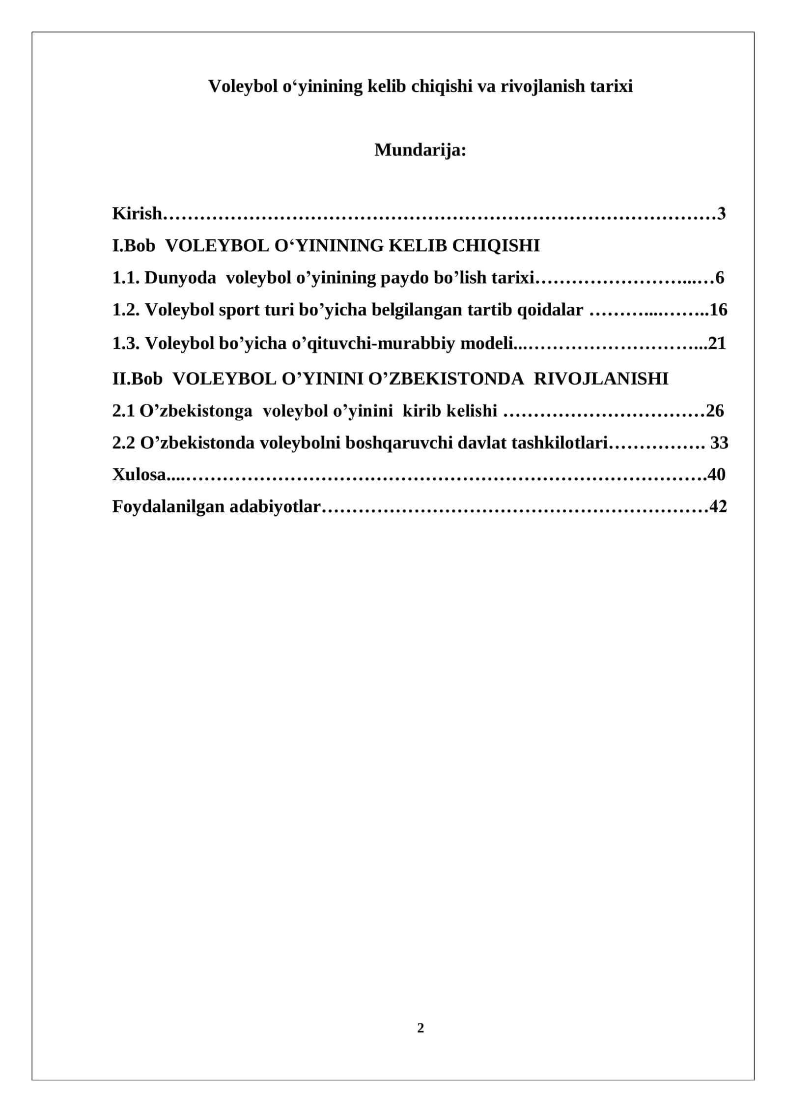 Voleybol o‘yinining kelib chiqishi va rivojlanish tarixi
