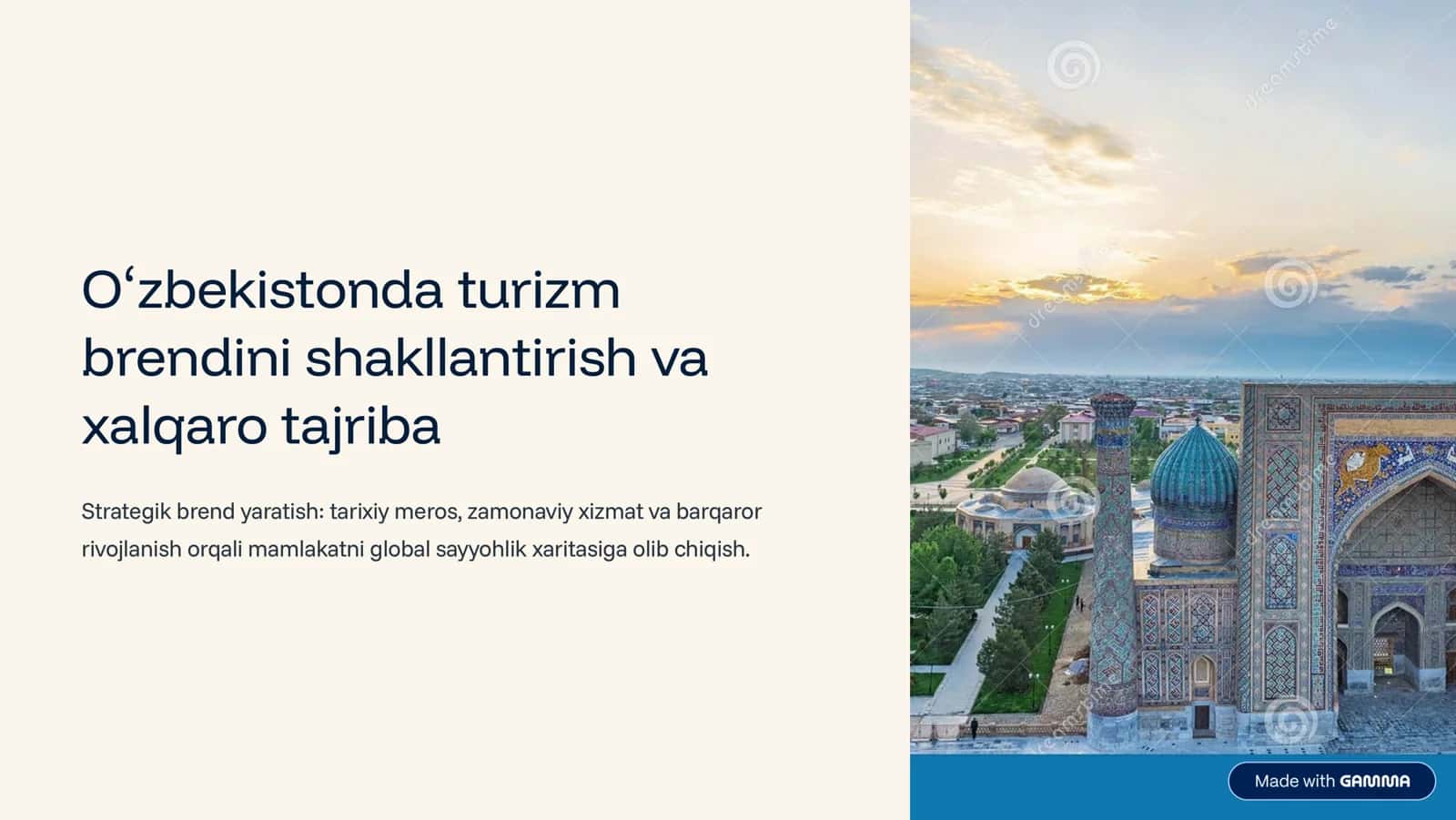 O»zbekistonda turizm brendini shakllantirish va xalqaro tajriba