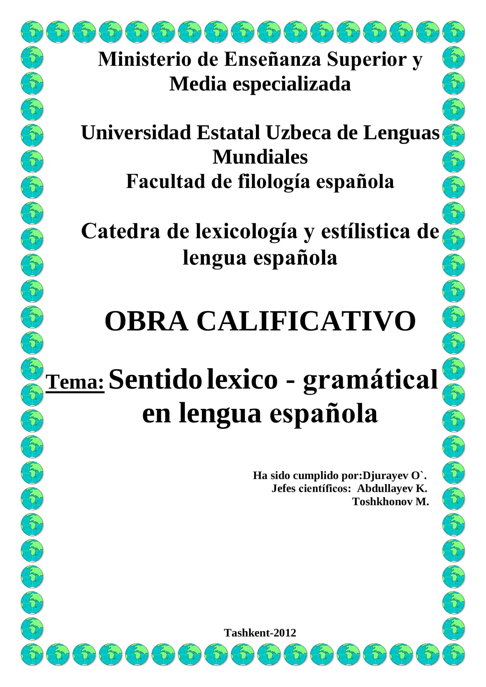 Sentido lexico - gramátical en lengua española