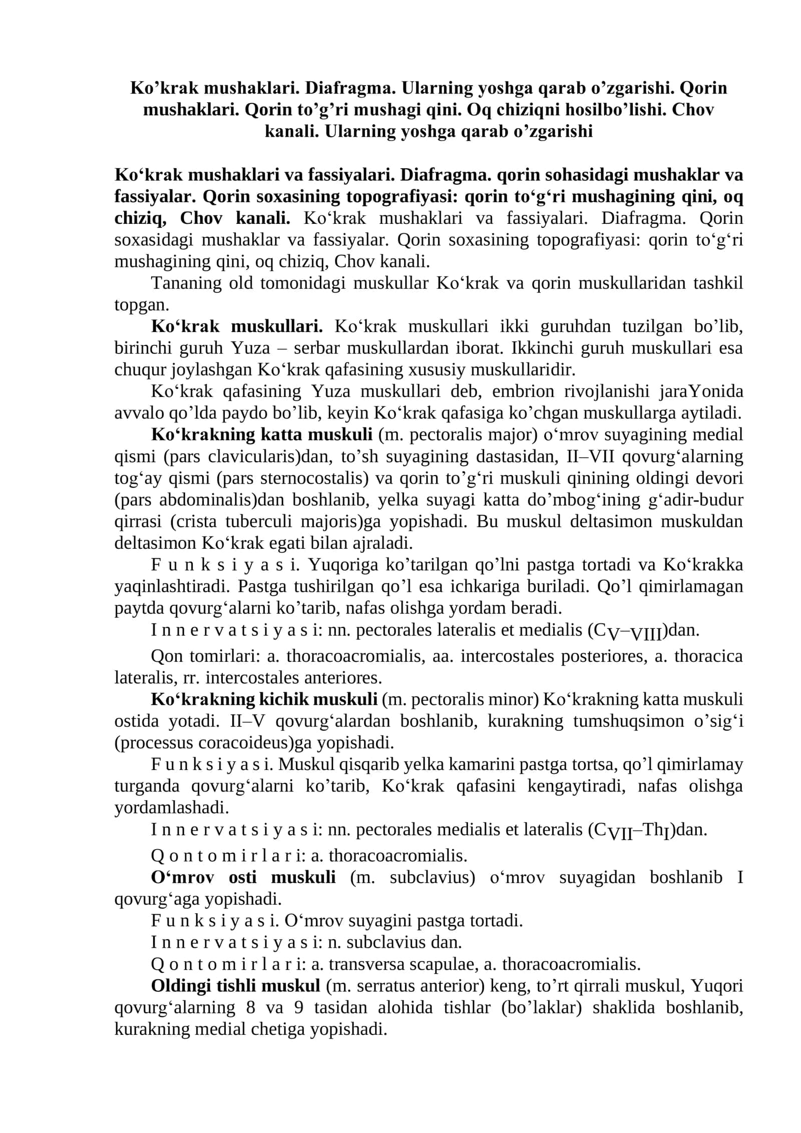Ko‘krak muskullari