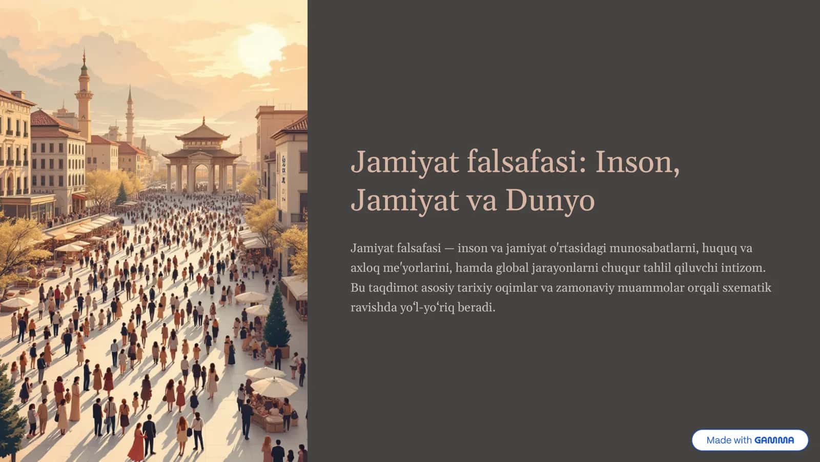 Jamiyat falsafasi: Inson, Jamiyat va Dunyo