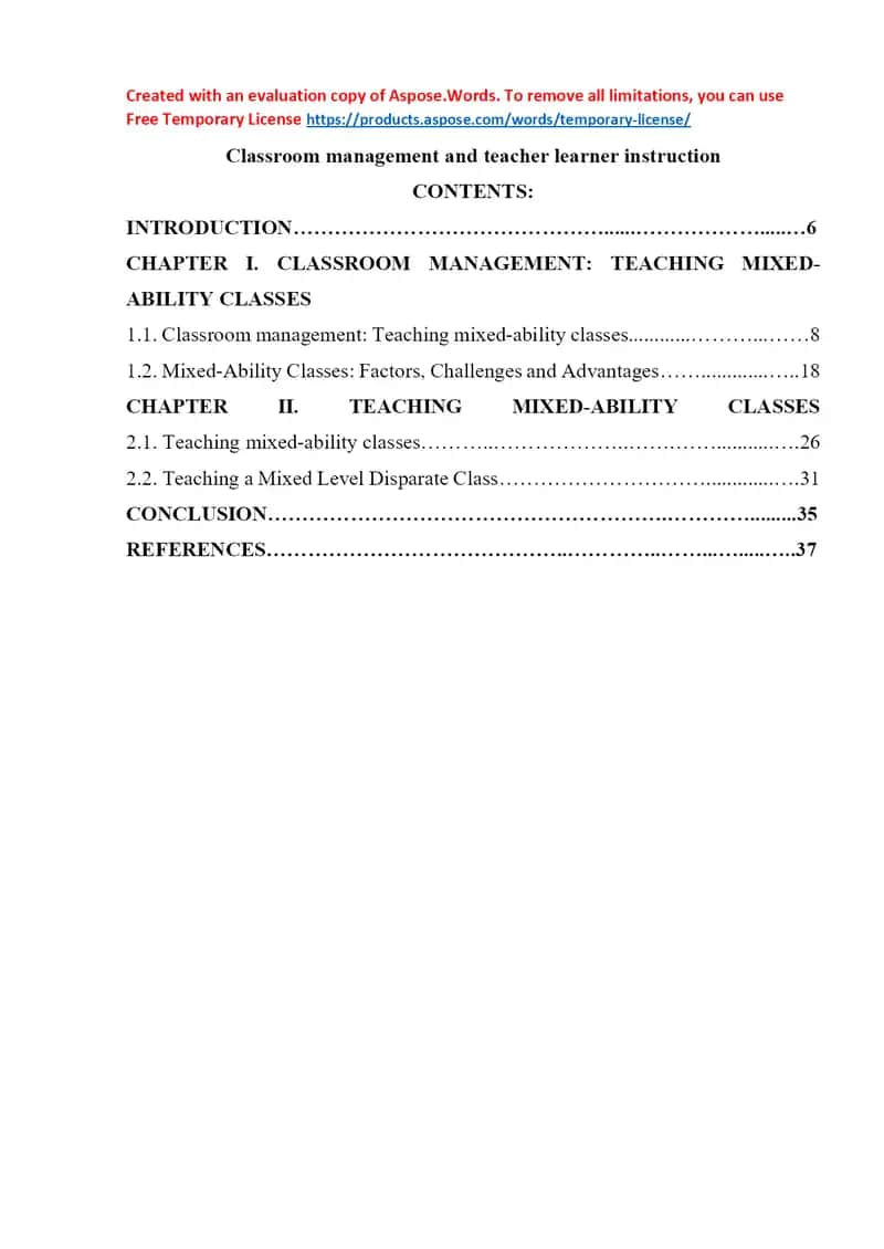 Classroom management and teacher learner instruction