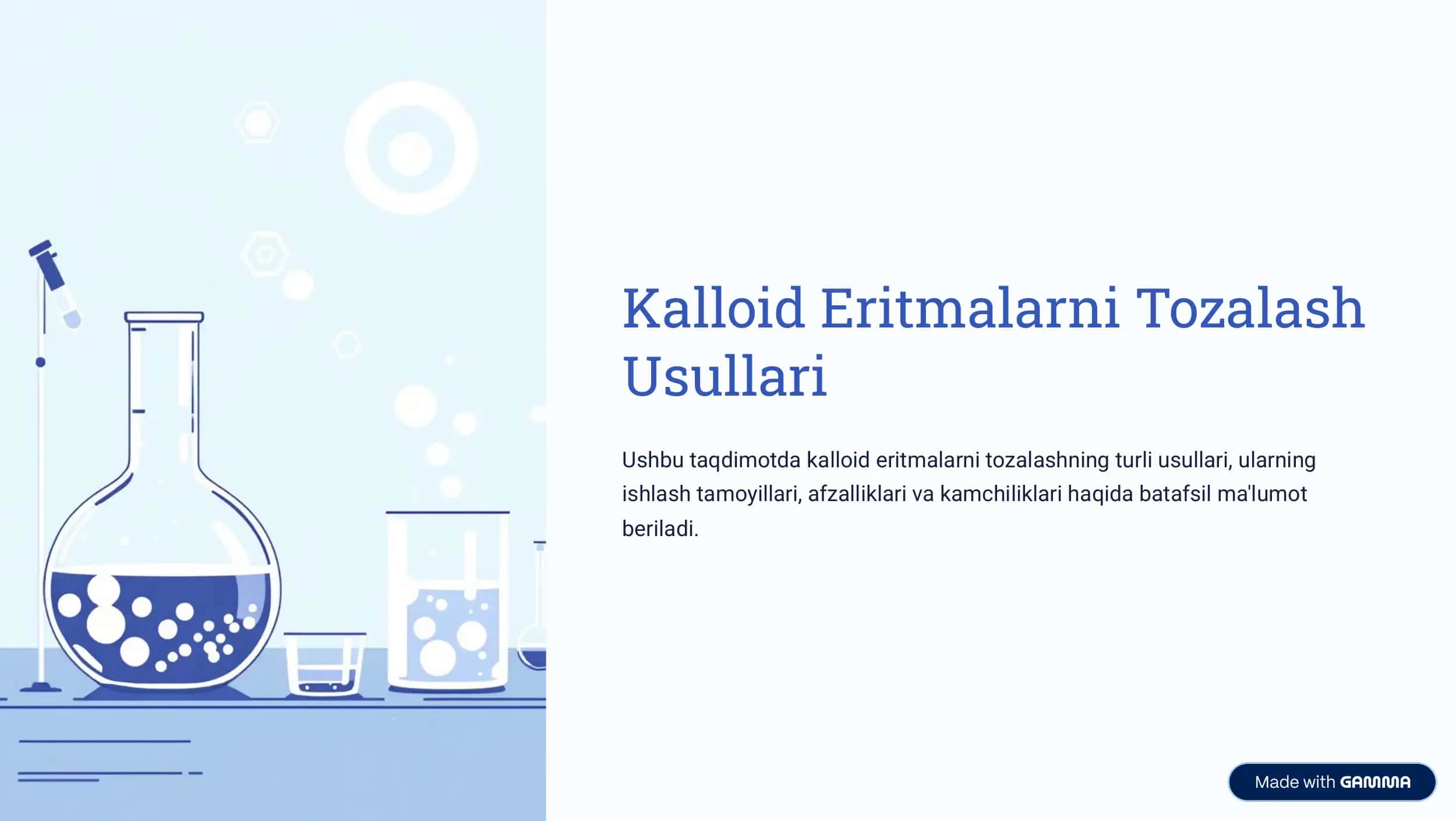 Kalloid Eritmalarni Tozalash