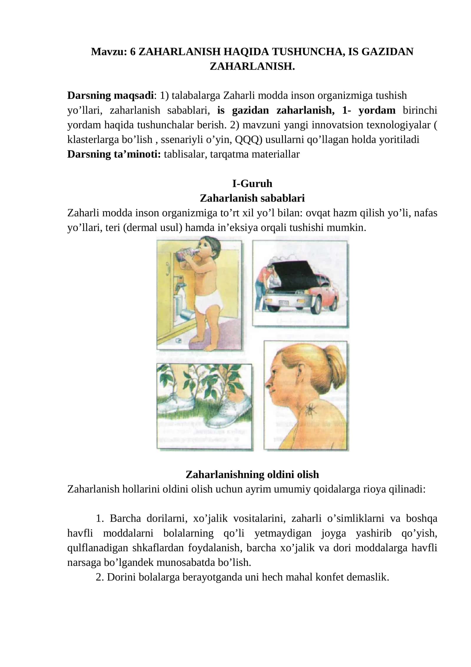 6 ZAHARLANISH HAQIDA TUSHUNCHA, IS GAZIDAN ZAHARLANISH