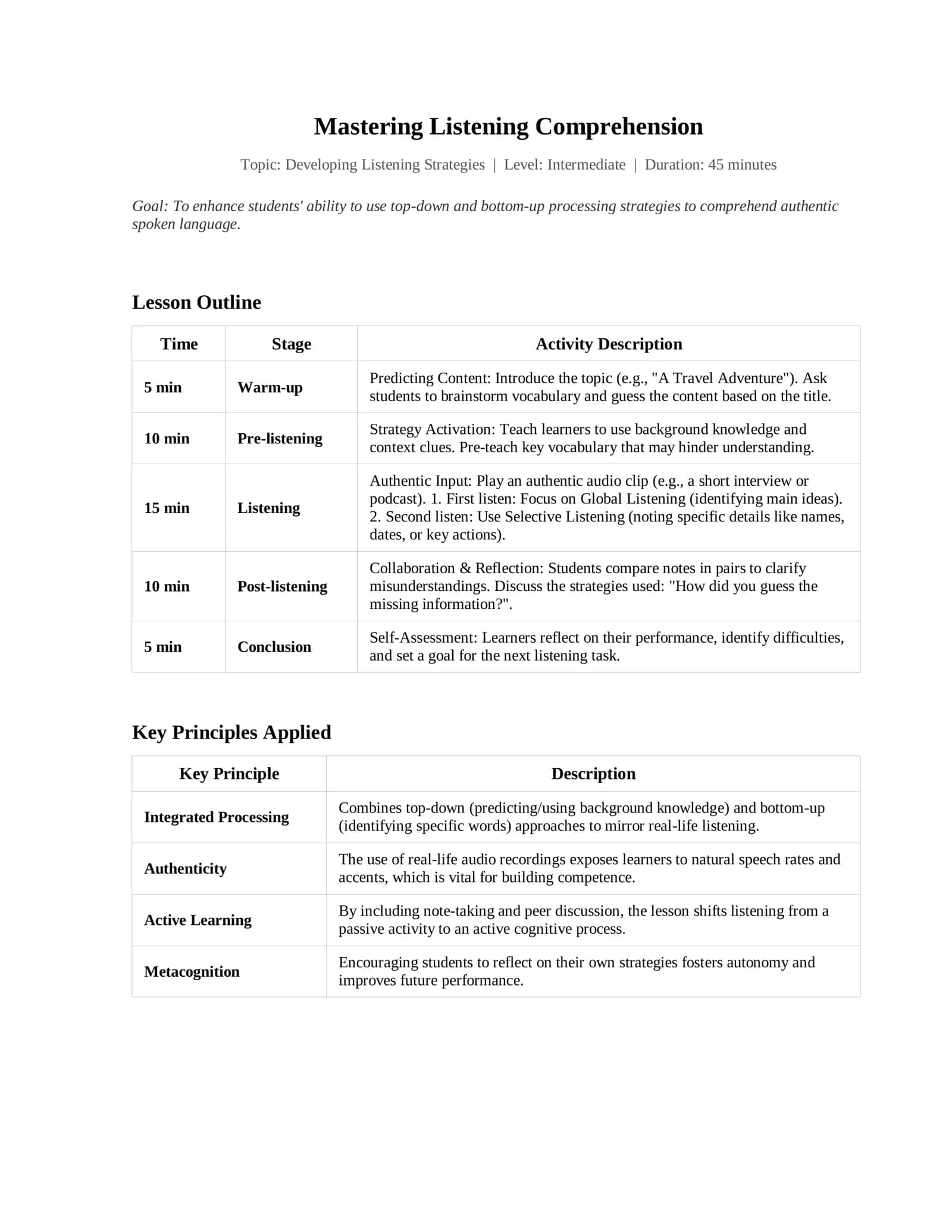 Mastering Listening Comprehension