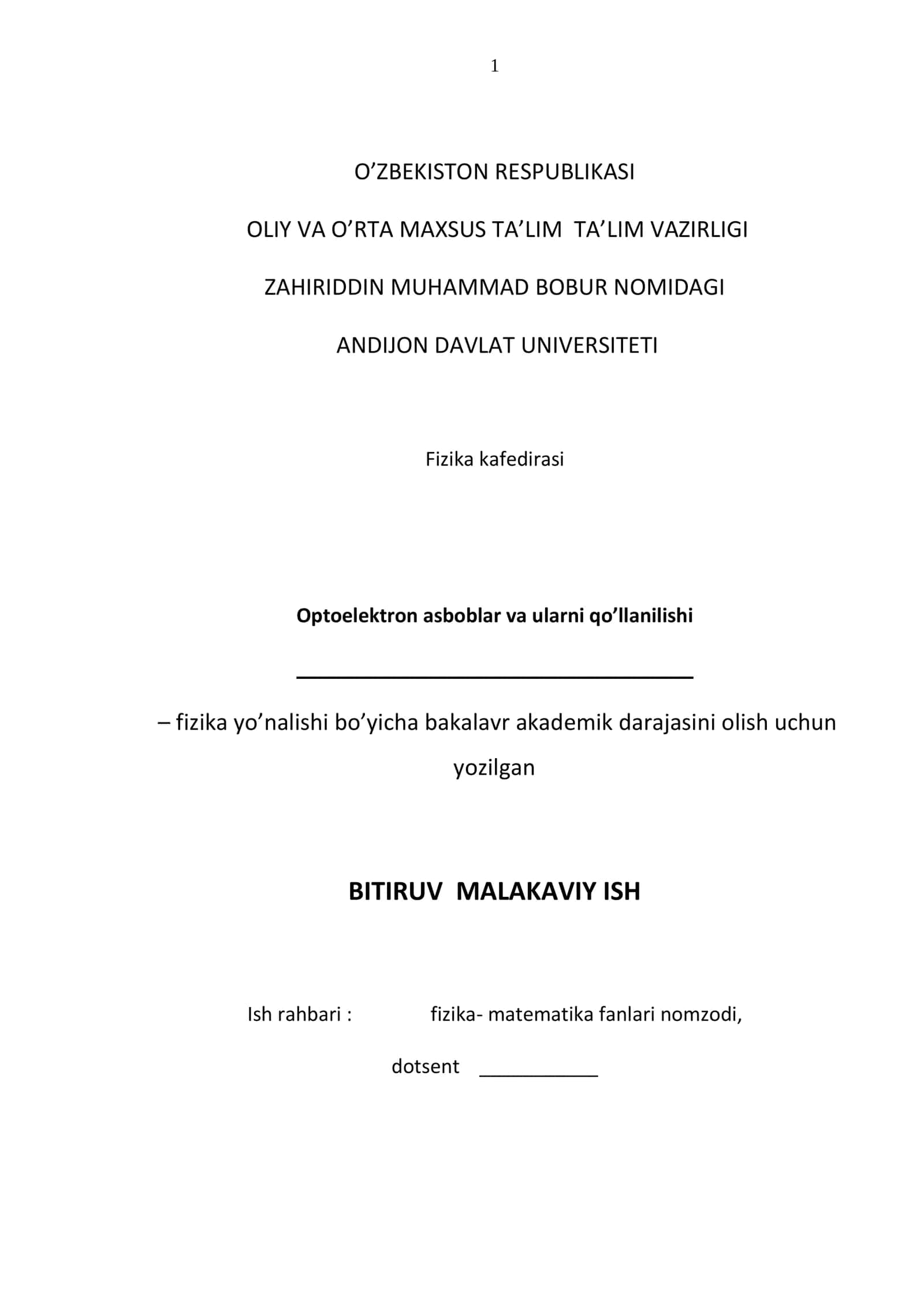 Optoelektron asboblar va ularni qo’llanilishi