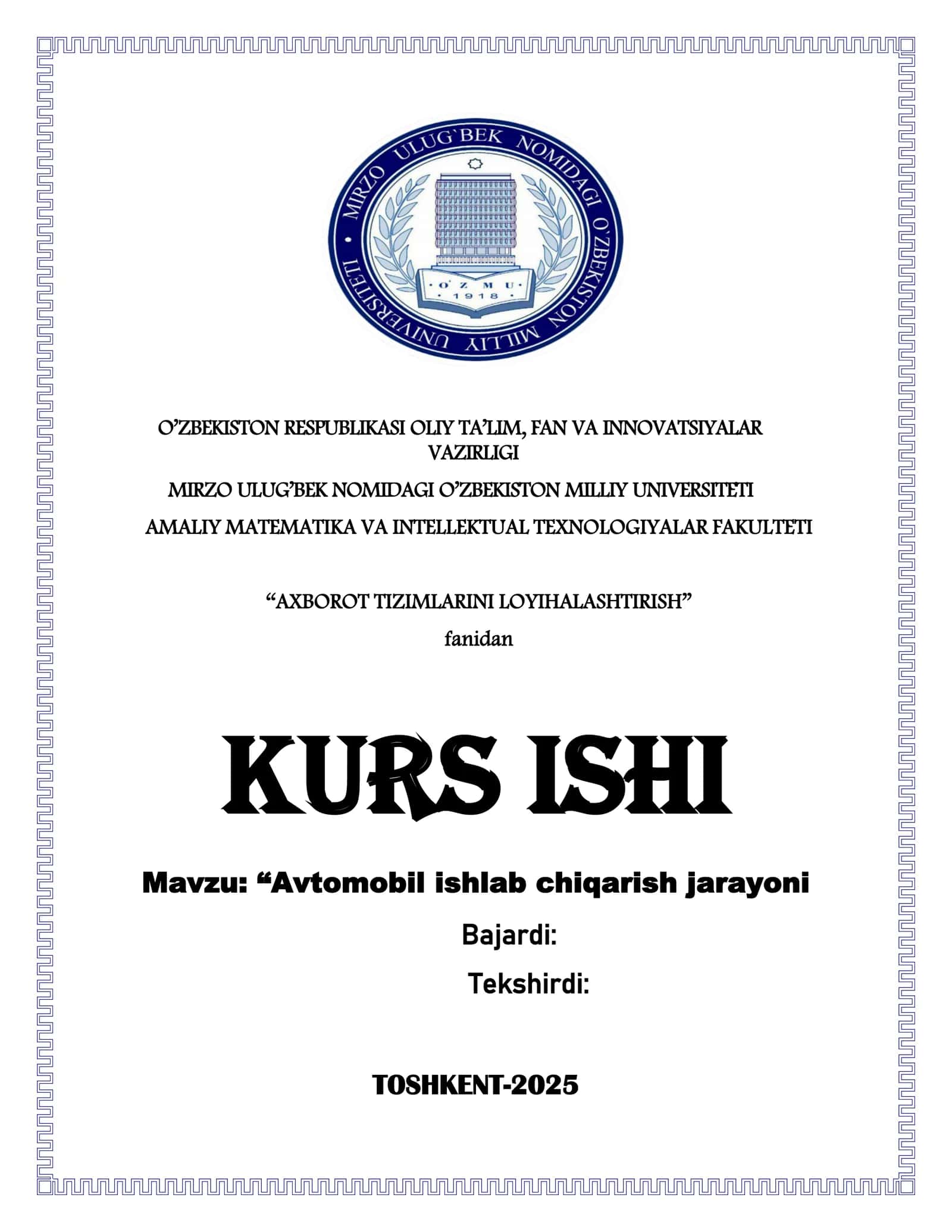 Avtomobil ishlab chiqarish jarayoni