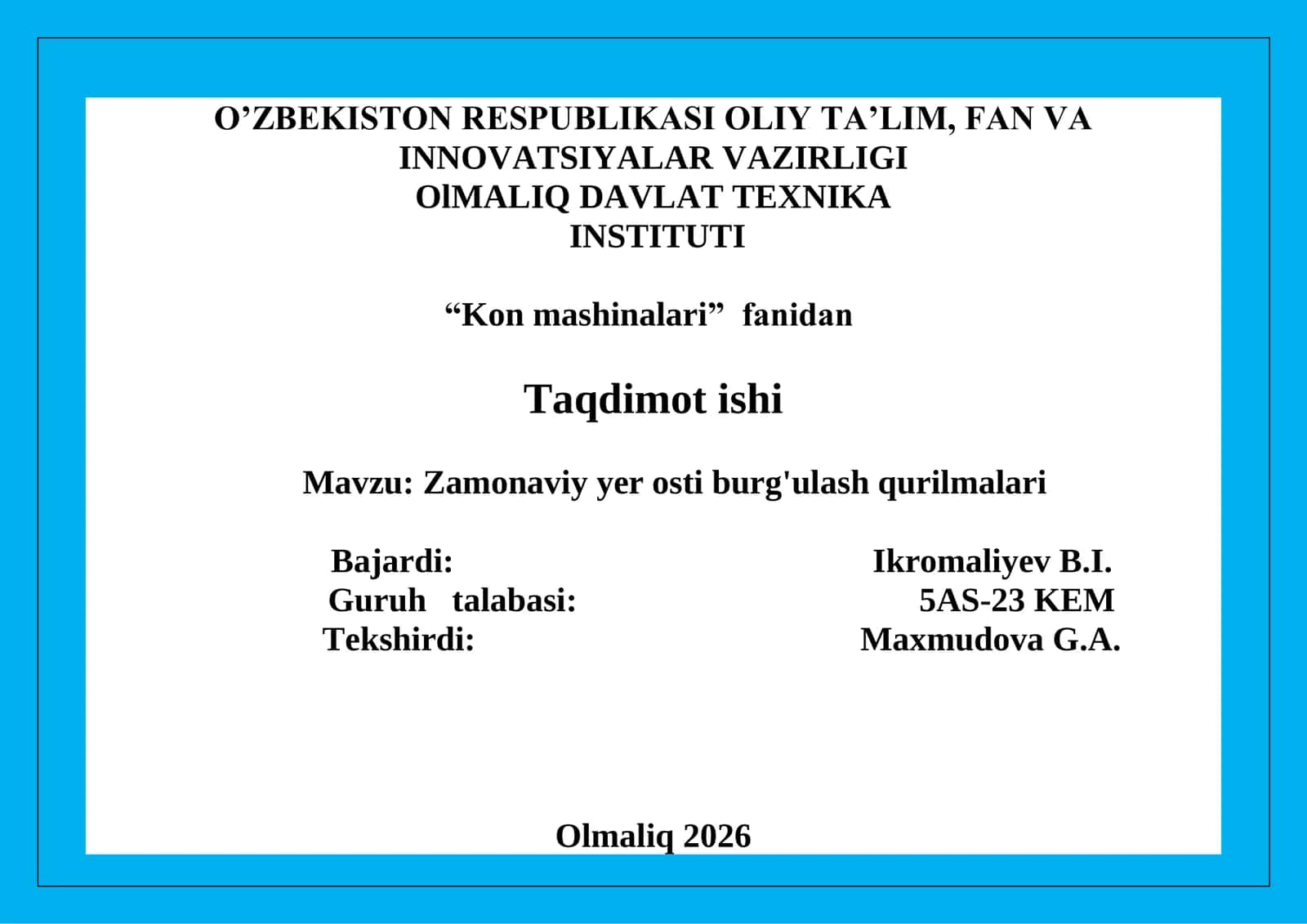 Zamonaviy yer osti burg'ulash qurilmalari