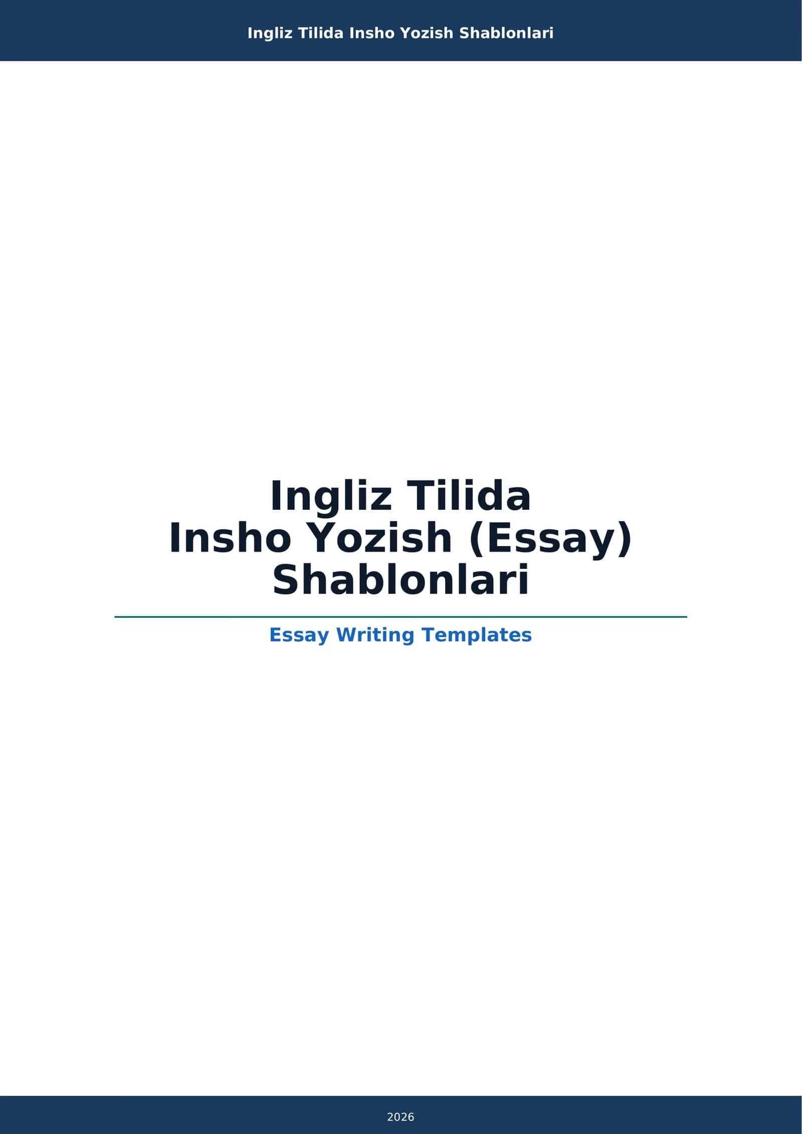 Ingliz Tilida Insho Yozish Shablonlari