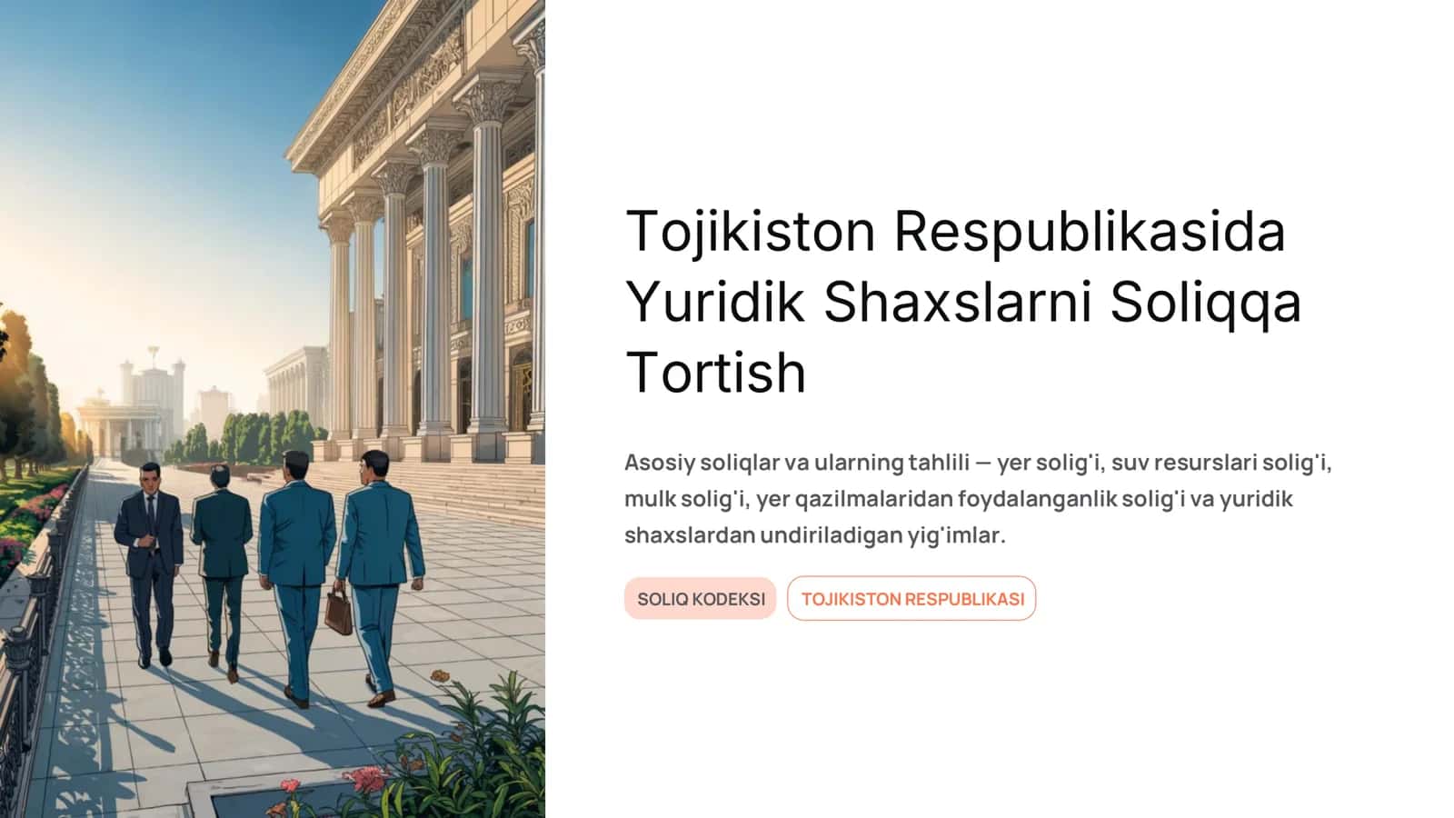Tojikiston Respublikasida Yuridik Shaxslarni Soliqqa Tortish