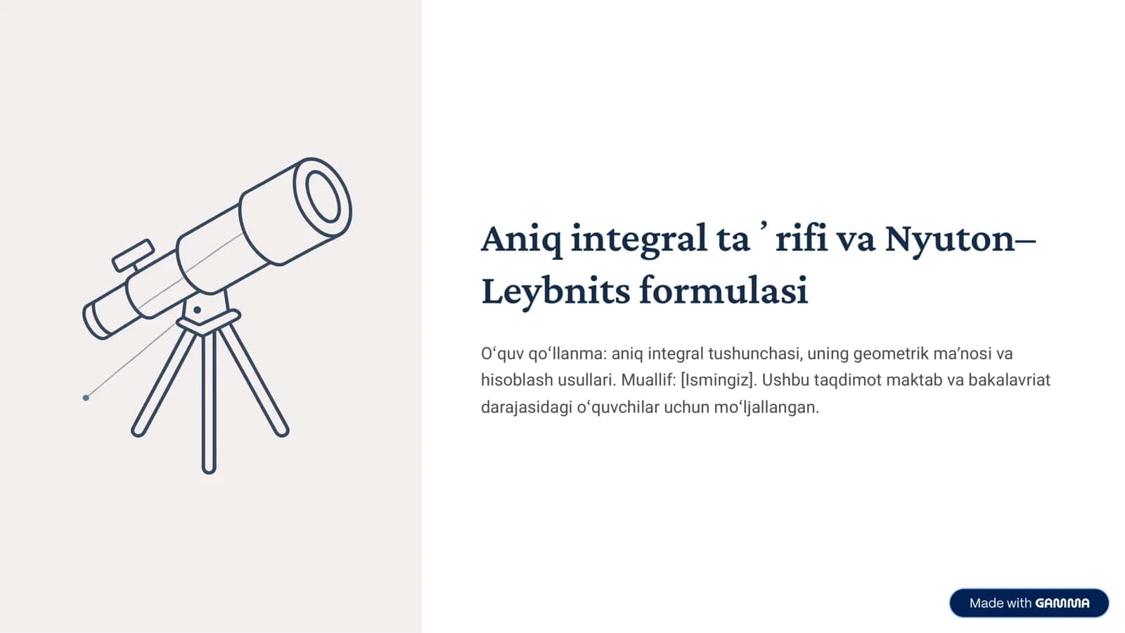 Aniq integral tarifi.