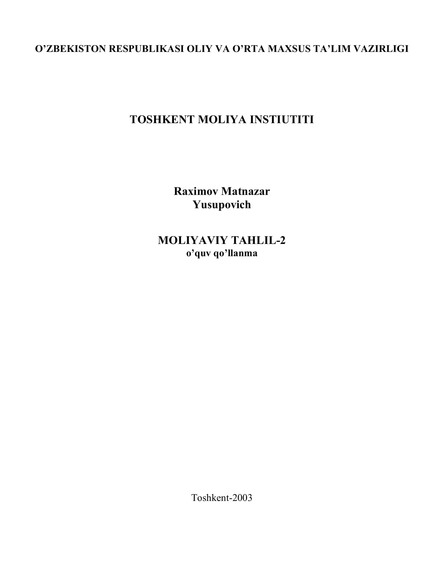 Moliyaviy tahlil-2