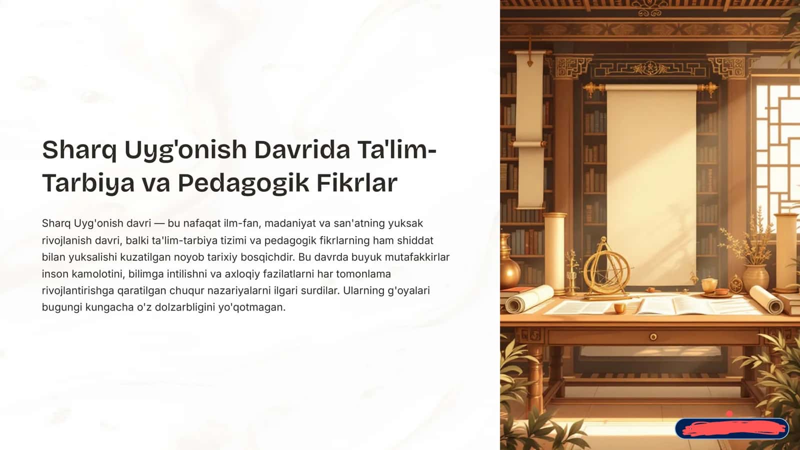 Sharq Uyg'onish Davrida Ta'lim - Tarbiya va Pedagogik Fikrlar