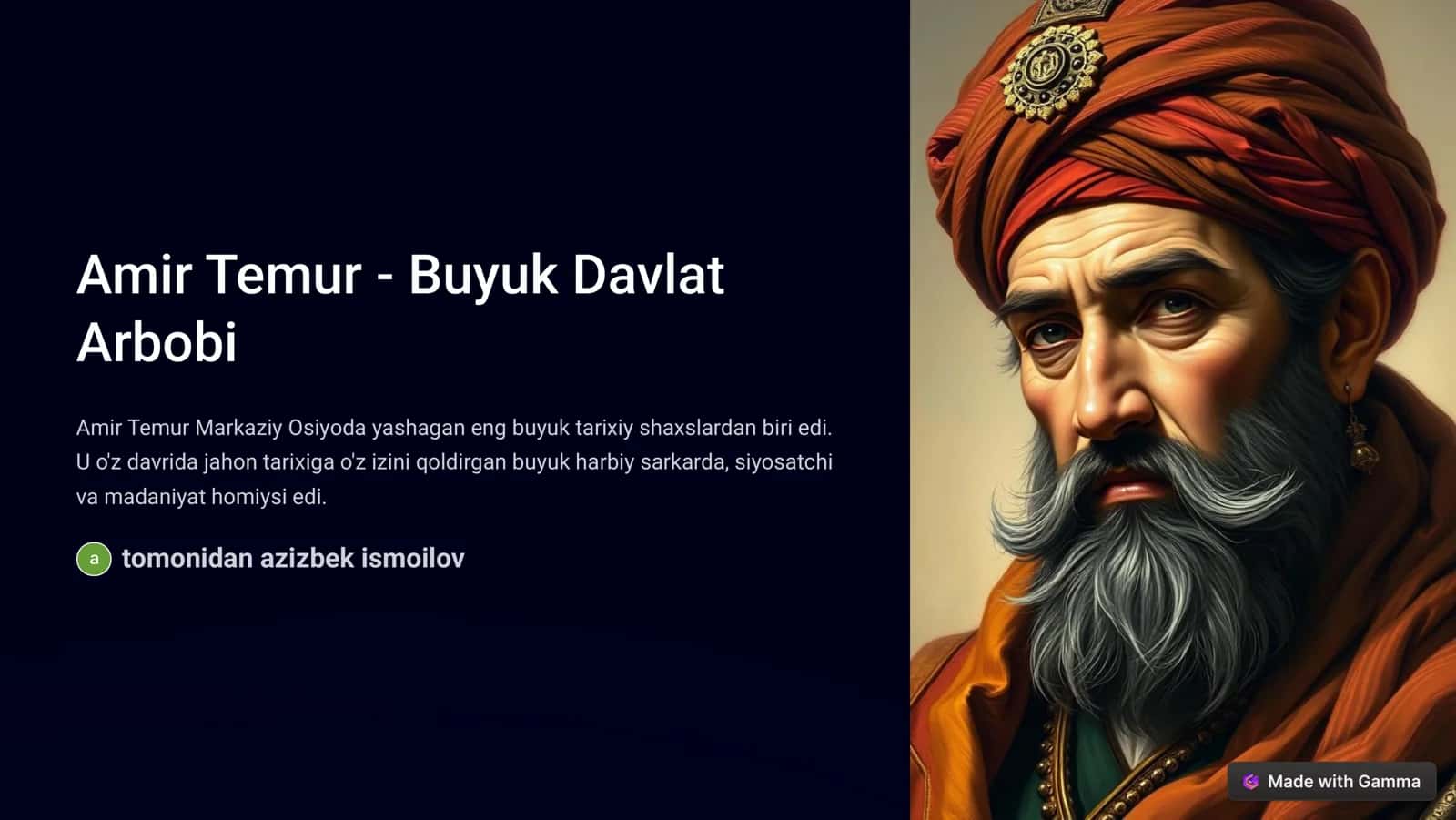 Amir Temur - Buyuk Davlat Arbobi