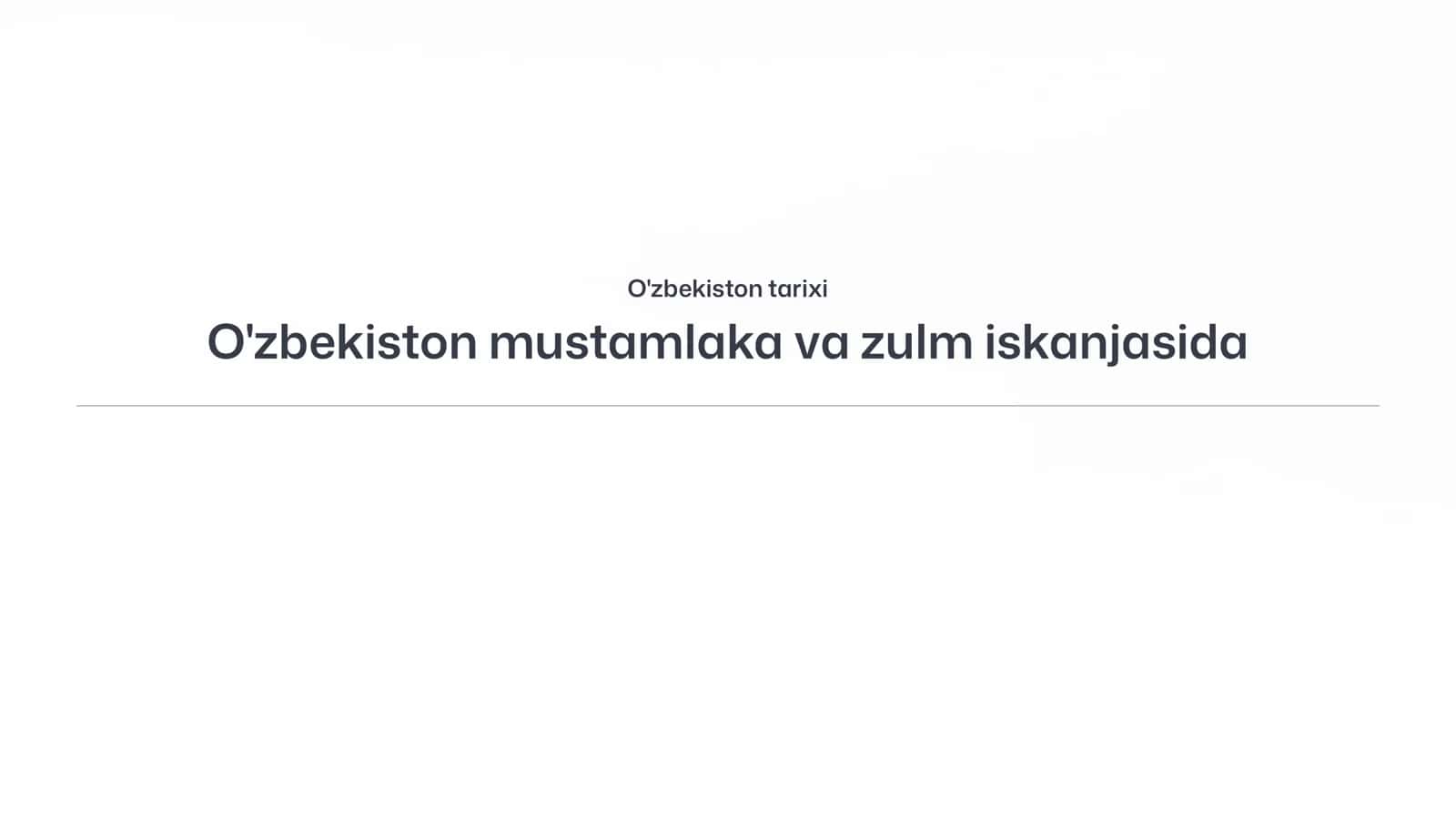 O'zbekiston mustamlaka va zulm iskanjasida