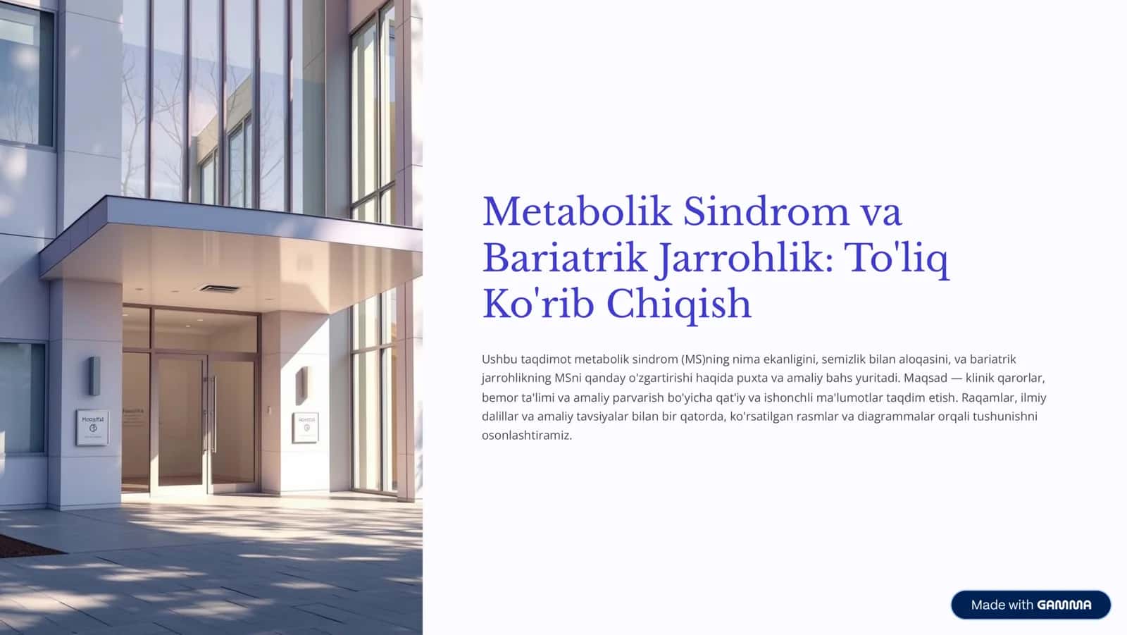 Metabolik Sindrom va Bariatrik Jarrohlik: To'liq Ko'rib Chiqish