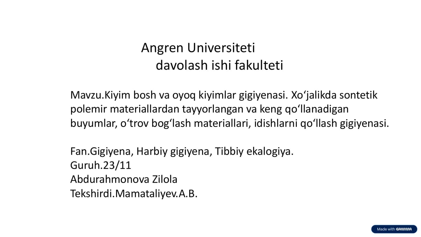 Kiyim-Bosh va Oyoq Kiyimlar Gigiyenasi