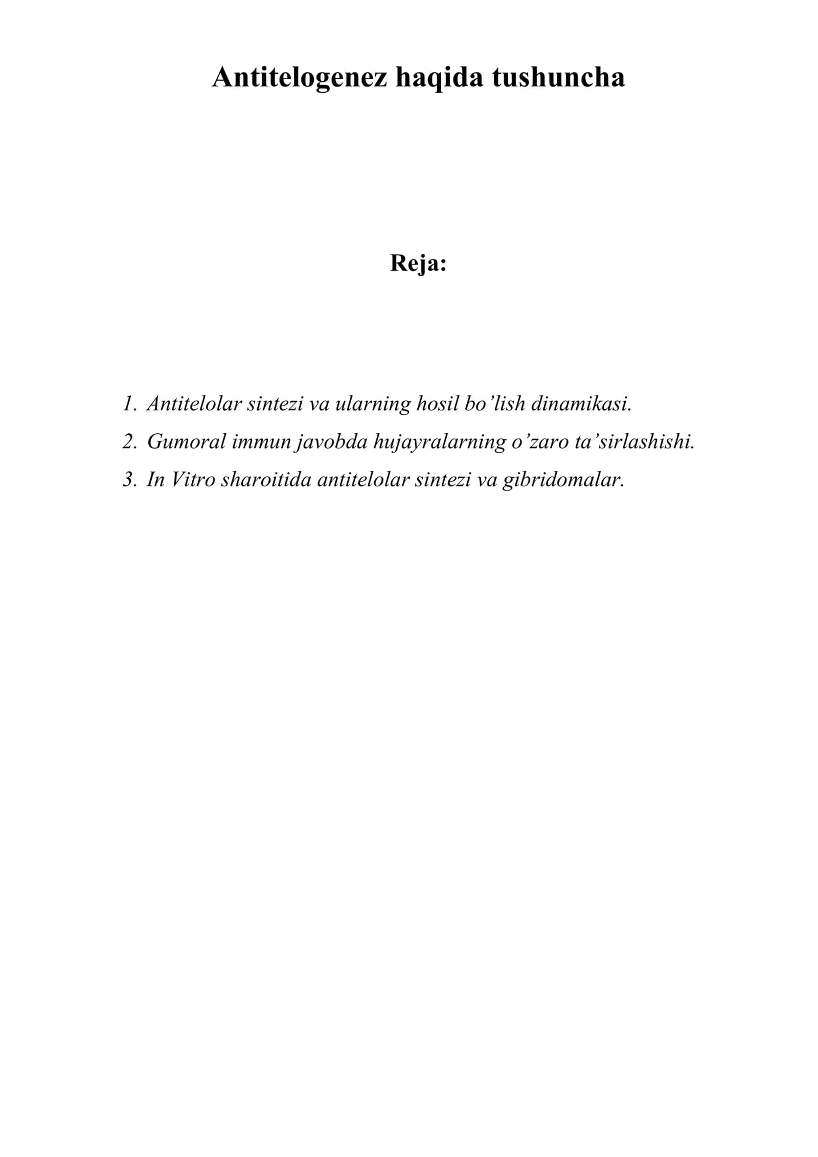 Antitelogenez haqida tushuncha