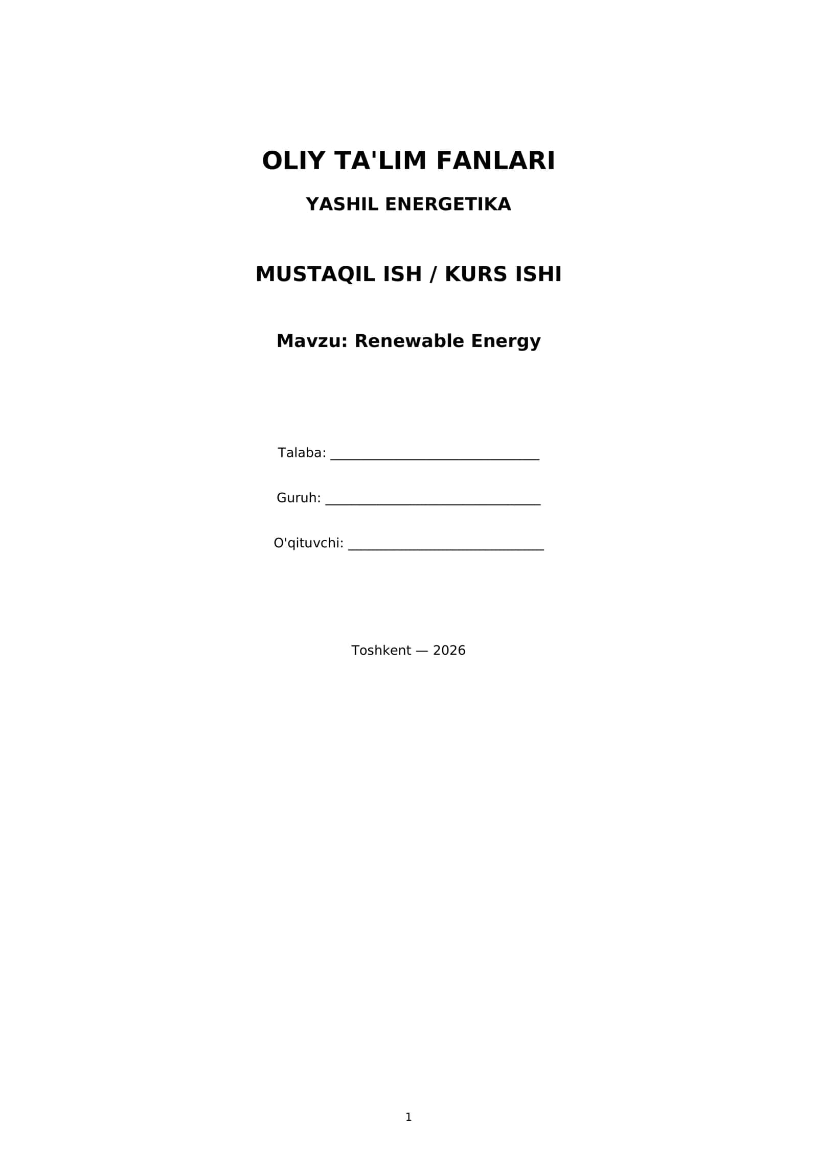 Renewable Energy