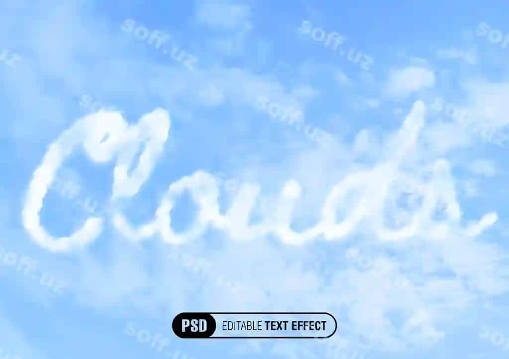 Oq bulutlar matn effekti ko'k osmon | White clouds text effect blue sky