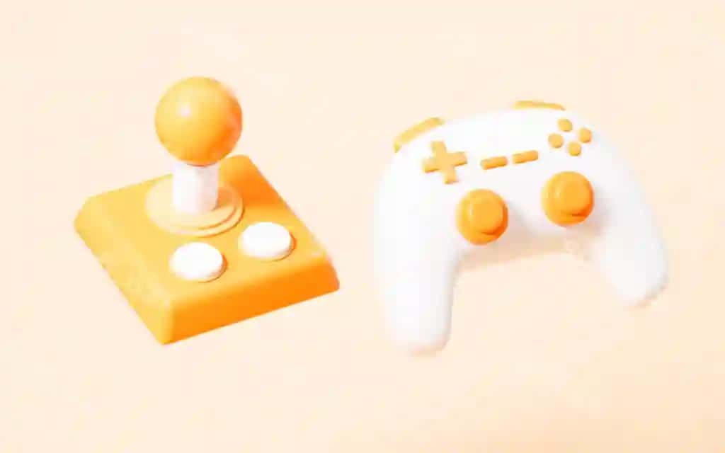 Karykatura stilidagi sariq orqa fondagi 3D rendering | Cartoon gamepad yellow background 3d rendering